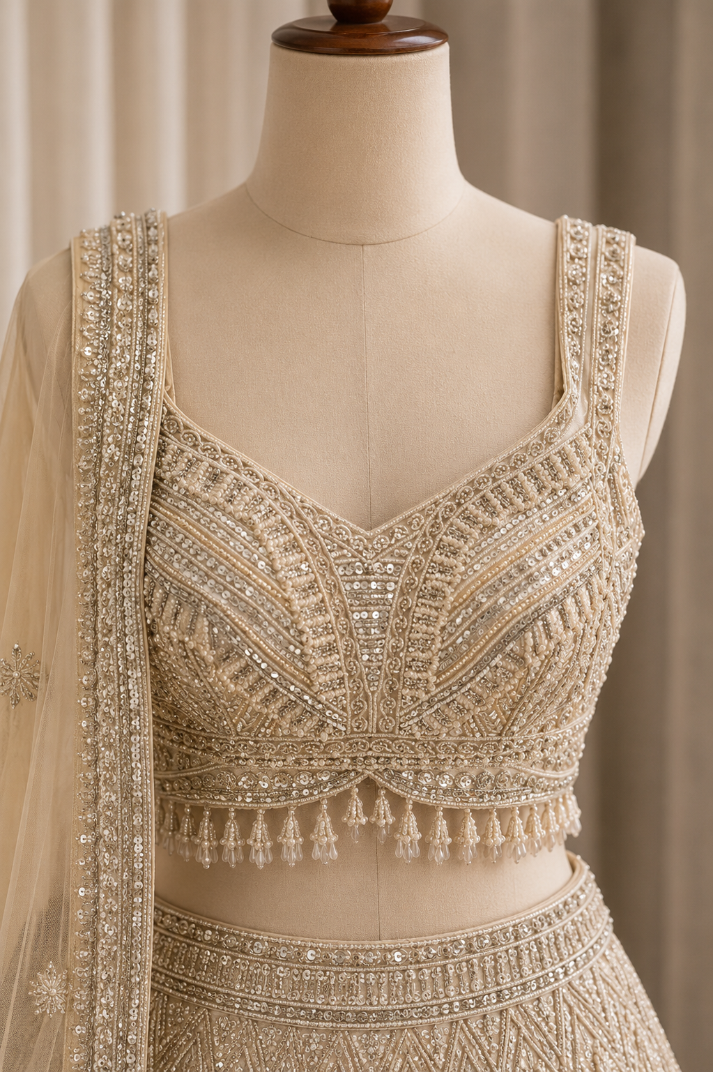Awesome Net Fabric and Beige Color Sequins Work Lehenga Choli