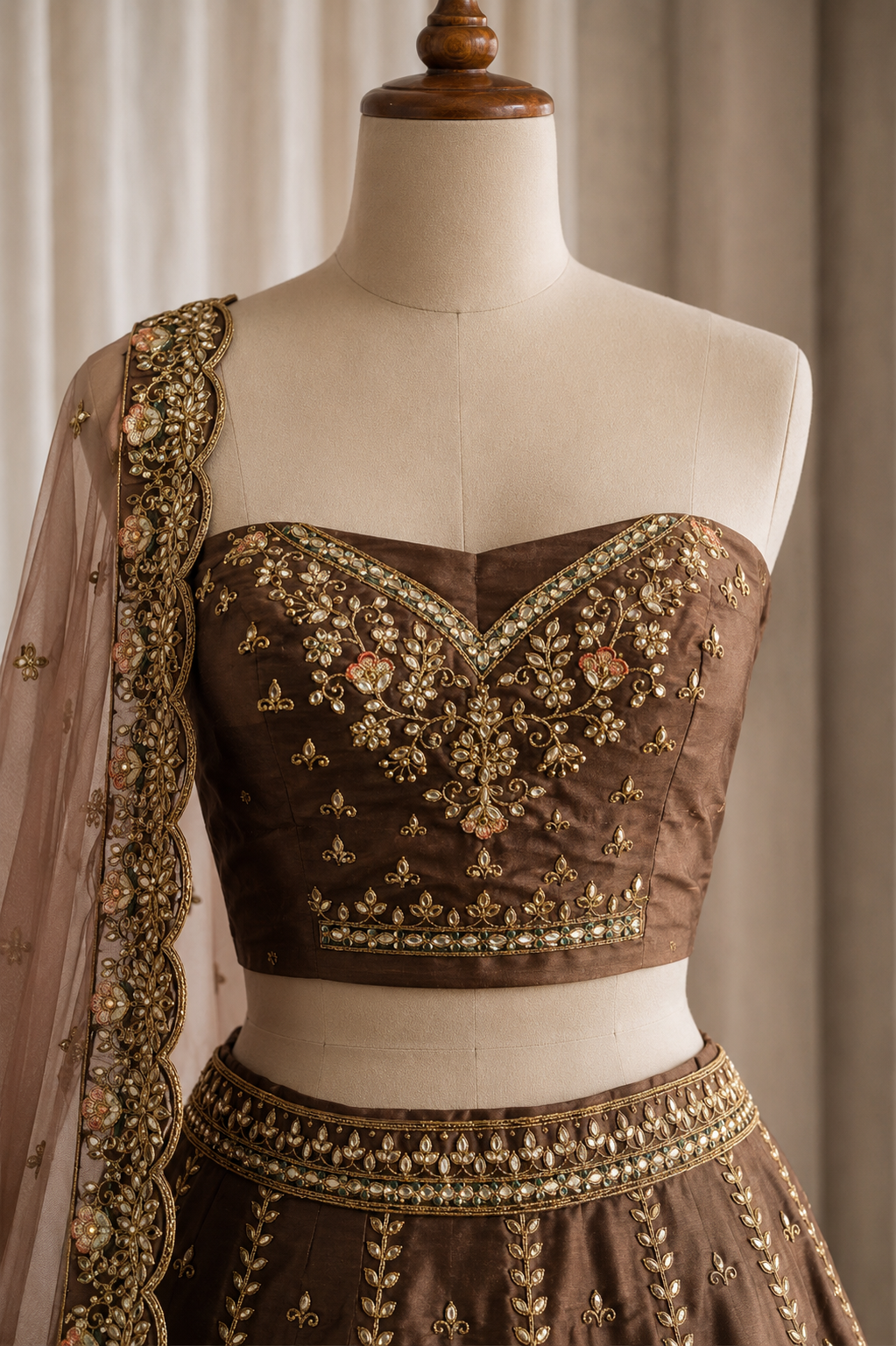 Superb Orgenza Fabric and Rose Gold Color Gota Patti Work Lehenga Choli