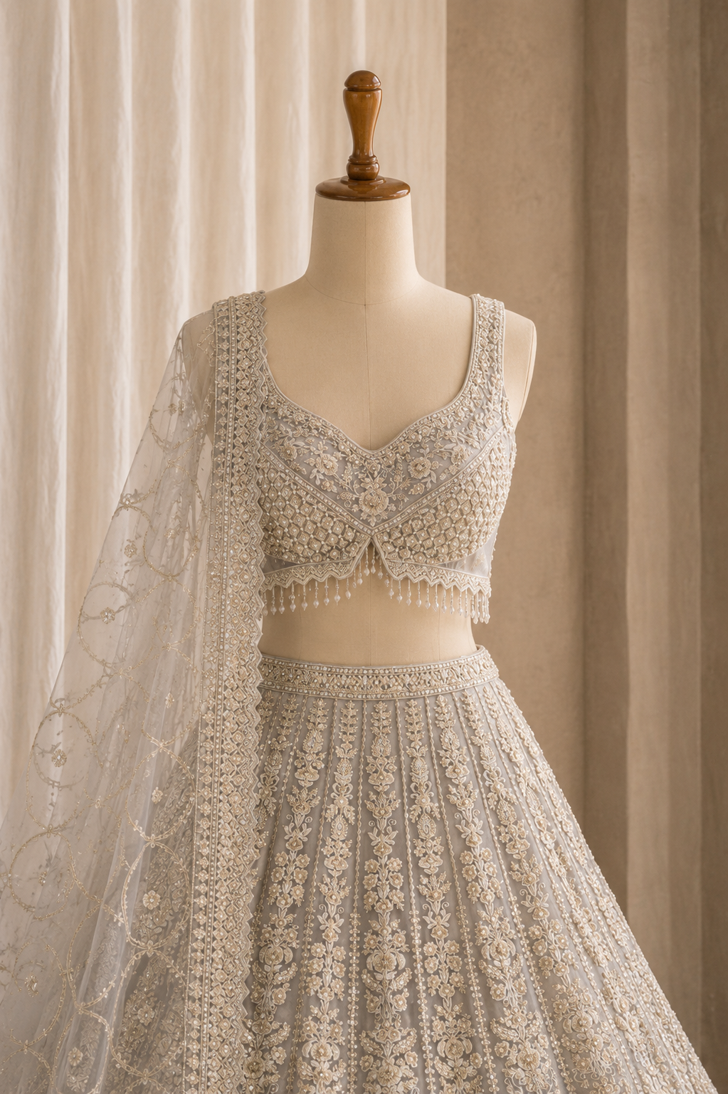 Brilliant Grey Color And Soft Net Fabric With Trendy Work Lehenga Choli