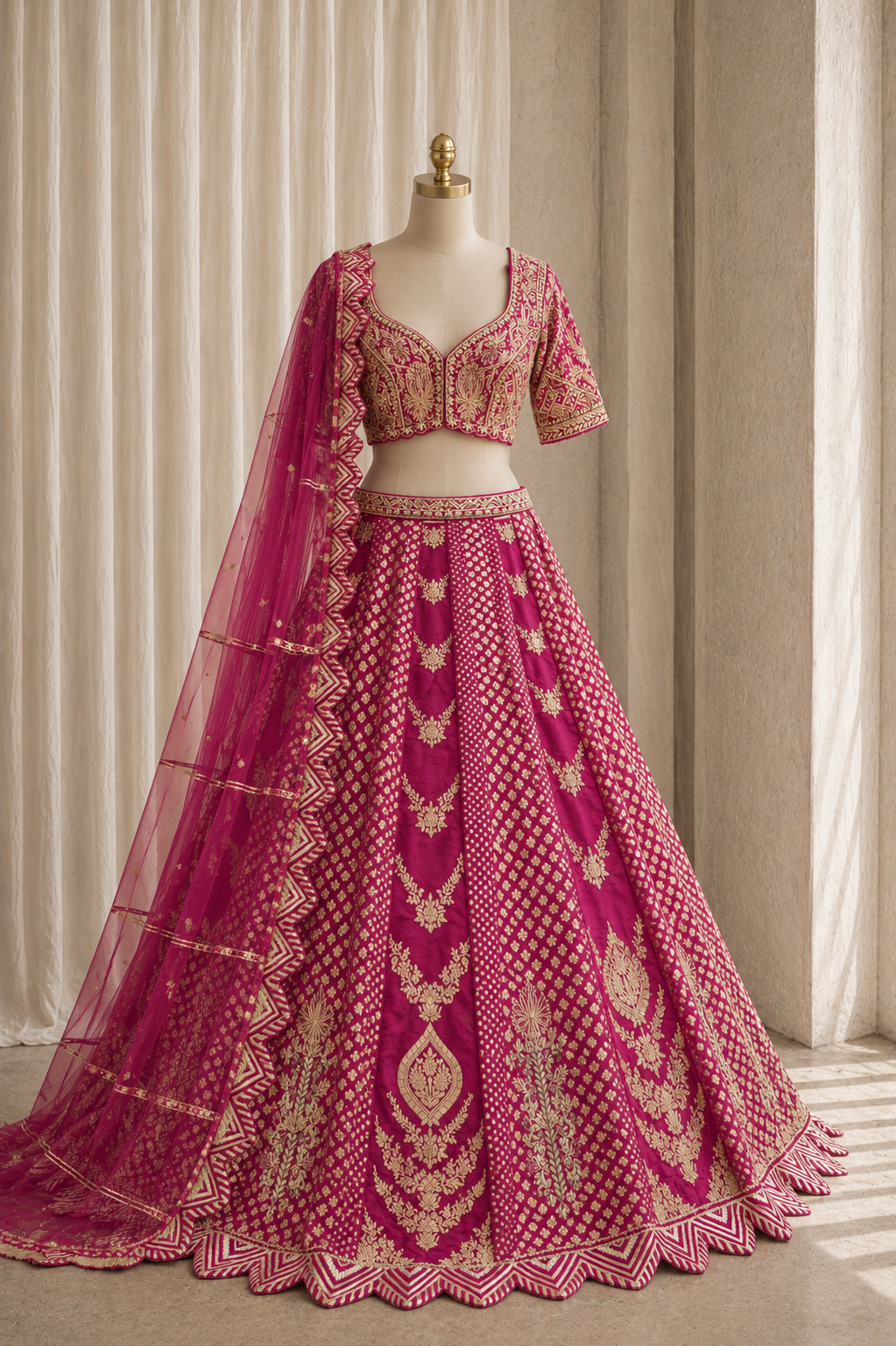 Lovely Rani Color And Banarasi Silk  Fabric With Zari Work Lehenga Choli