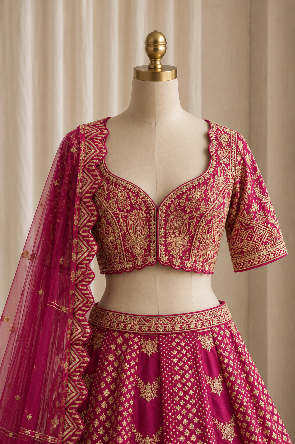 Lovely Rani Color And Banarasi Silk  Fabric With Zari Work Lehenga Choli