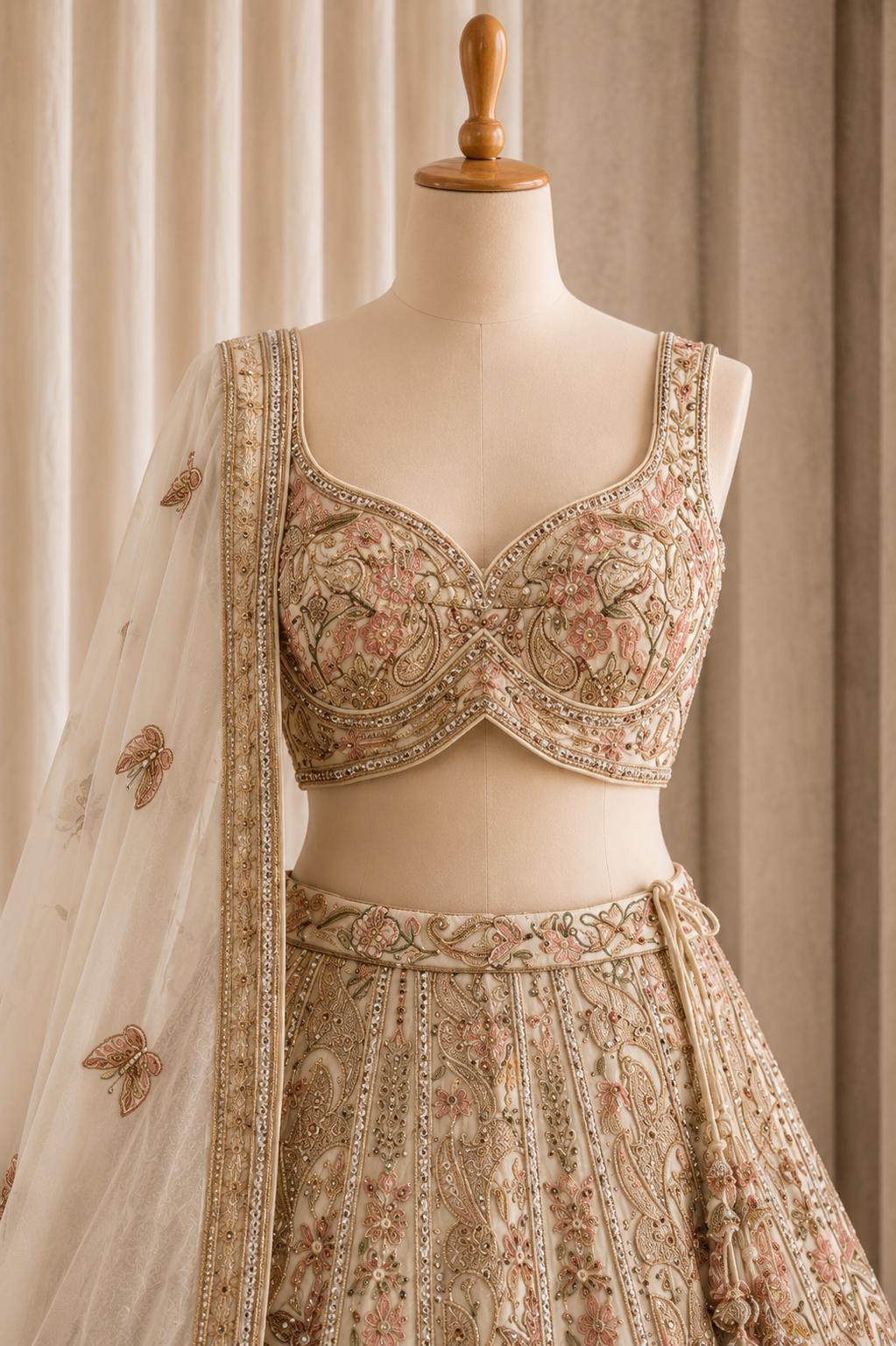 Confident Ivory Color And Tissue Silk Fabric With Sequins Work Style Lehenga Choli