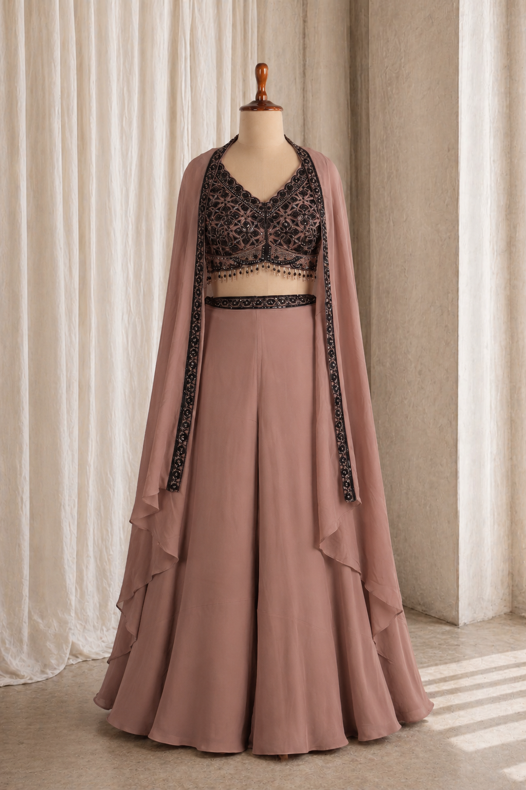 Trendy Brown Color and Georgette Fabric Sequins Work Palazzo Suits