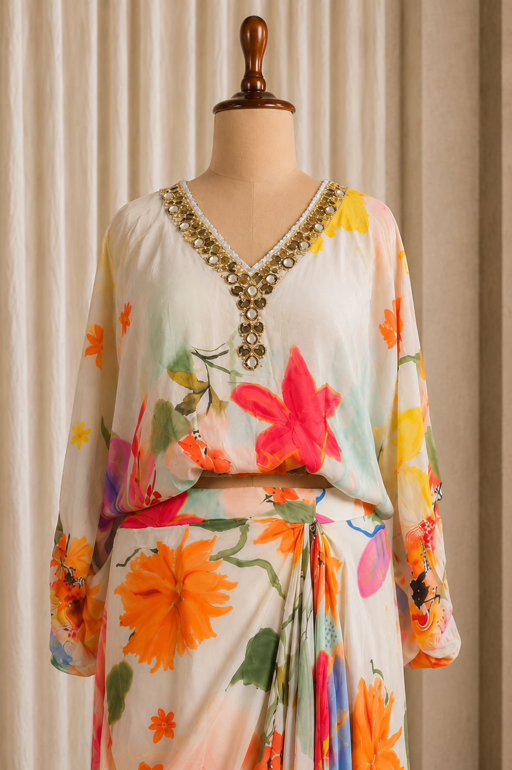 Flower Print  Green Melty Color and Crepe Fabric  Trendy Style Suits