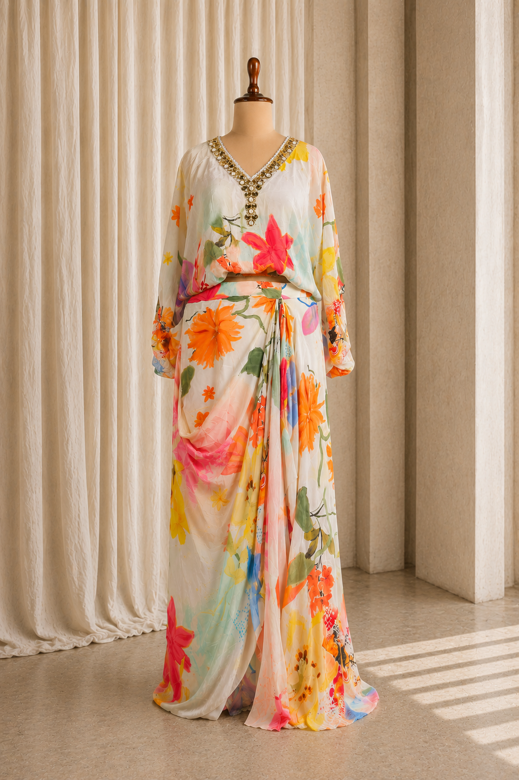 Flower Print  Green Melty Color and Crepe Fabric  Trendy Style Suits