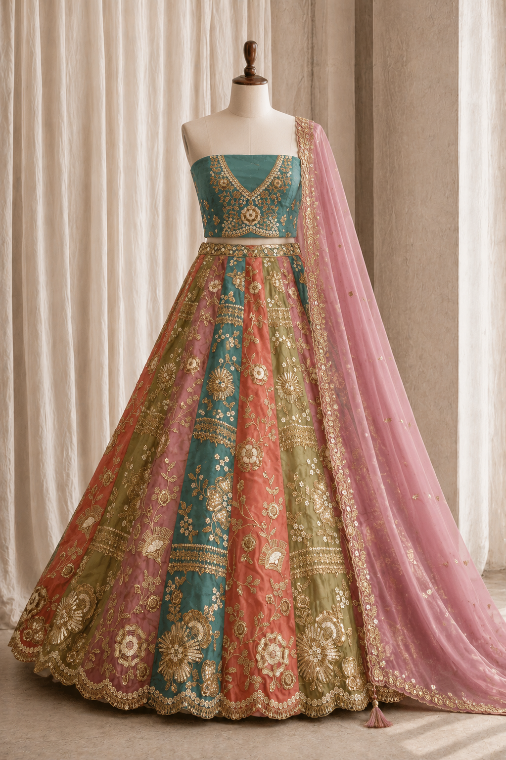 Fantastic Melty Color And Georgette Fabric With Kasab Work with Unstitch Lehenga