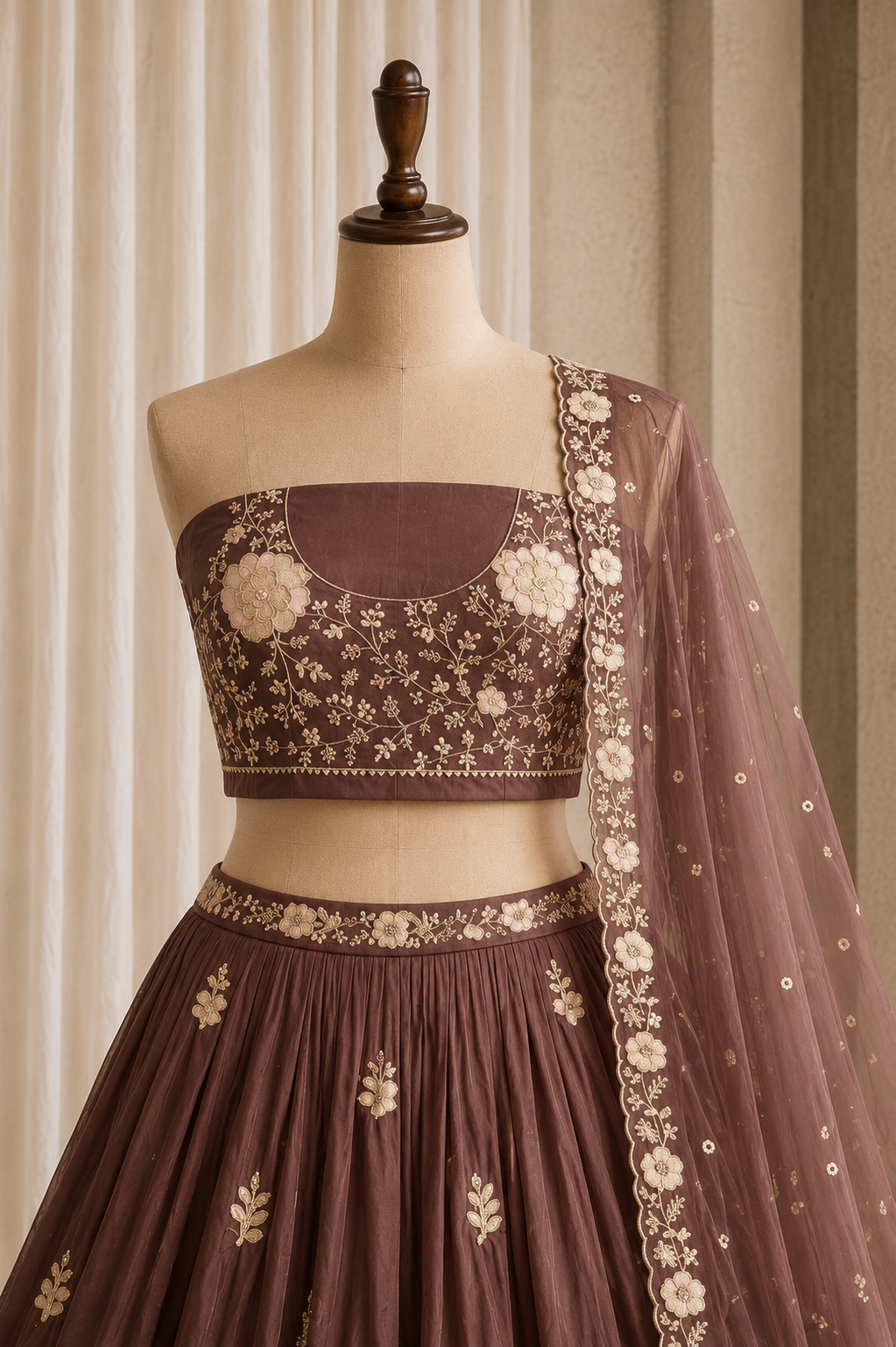 Radiance Rose Gold Color And Satin Fabric With Sequins Work with Lehenga