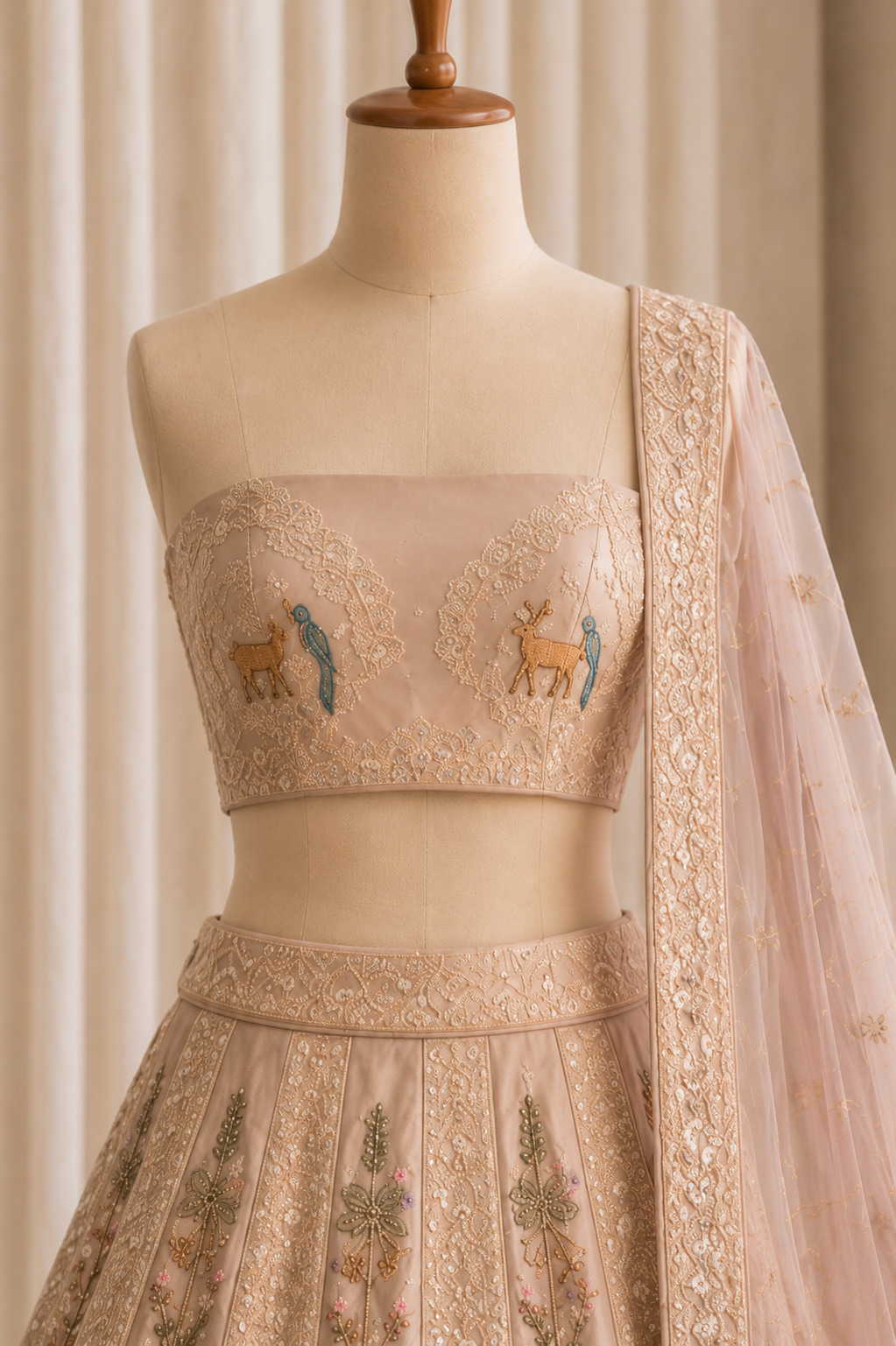 Elegance Lavender Color And Satin Silk Fabric Thread Work with Unstitch Lehenga