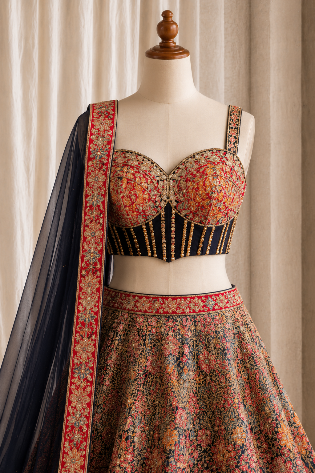 Amazing Black Color and Net Fabric Diamond Work Lehenga Choli