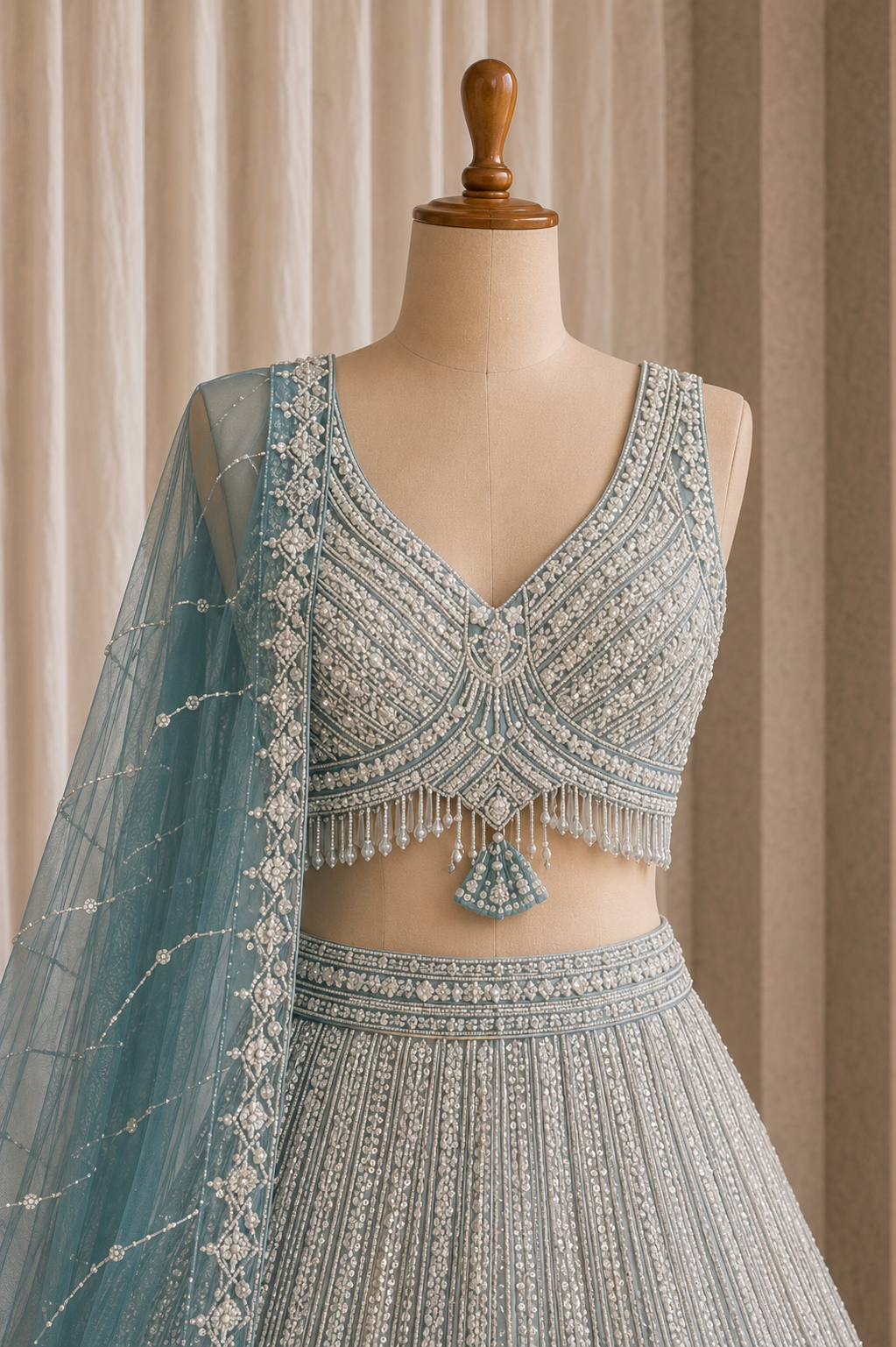 Superb Sky Blue Color and Net Sequins Work Lehenga Choli