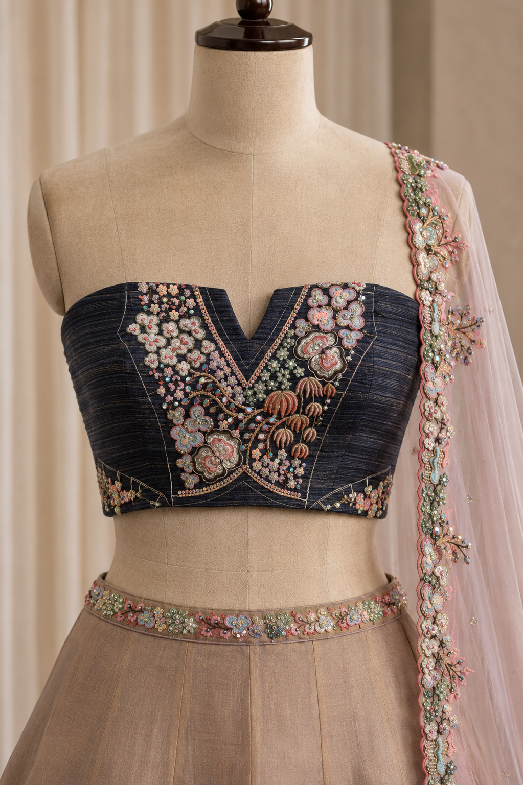 Fantabulous Peach Color And Chanderi Silk Fabric Kasab with Unstitch Lehenga
