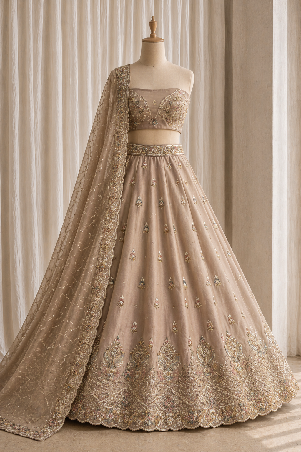 Gentle Rosy Color And Shimmer Fabric Sequins with Unstitch Lehenga