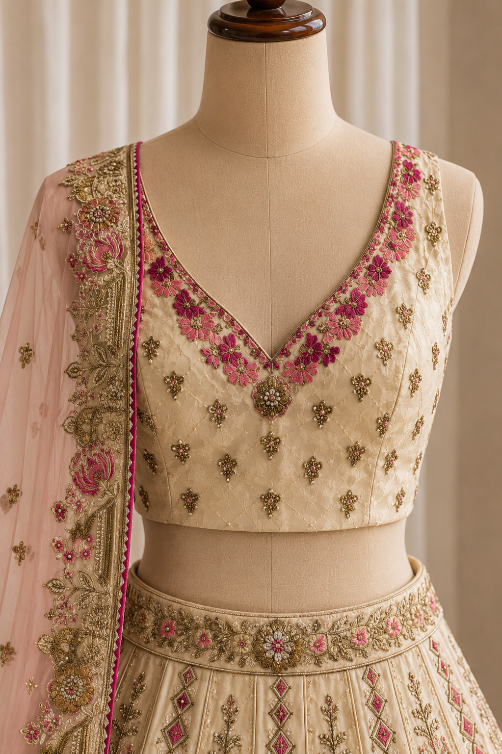 Amazing Ivory Color And Tissue Fabric Zari Fancy work Unstitch Lehenga