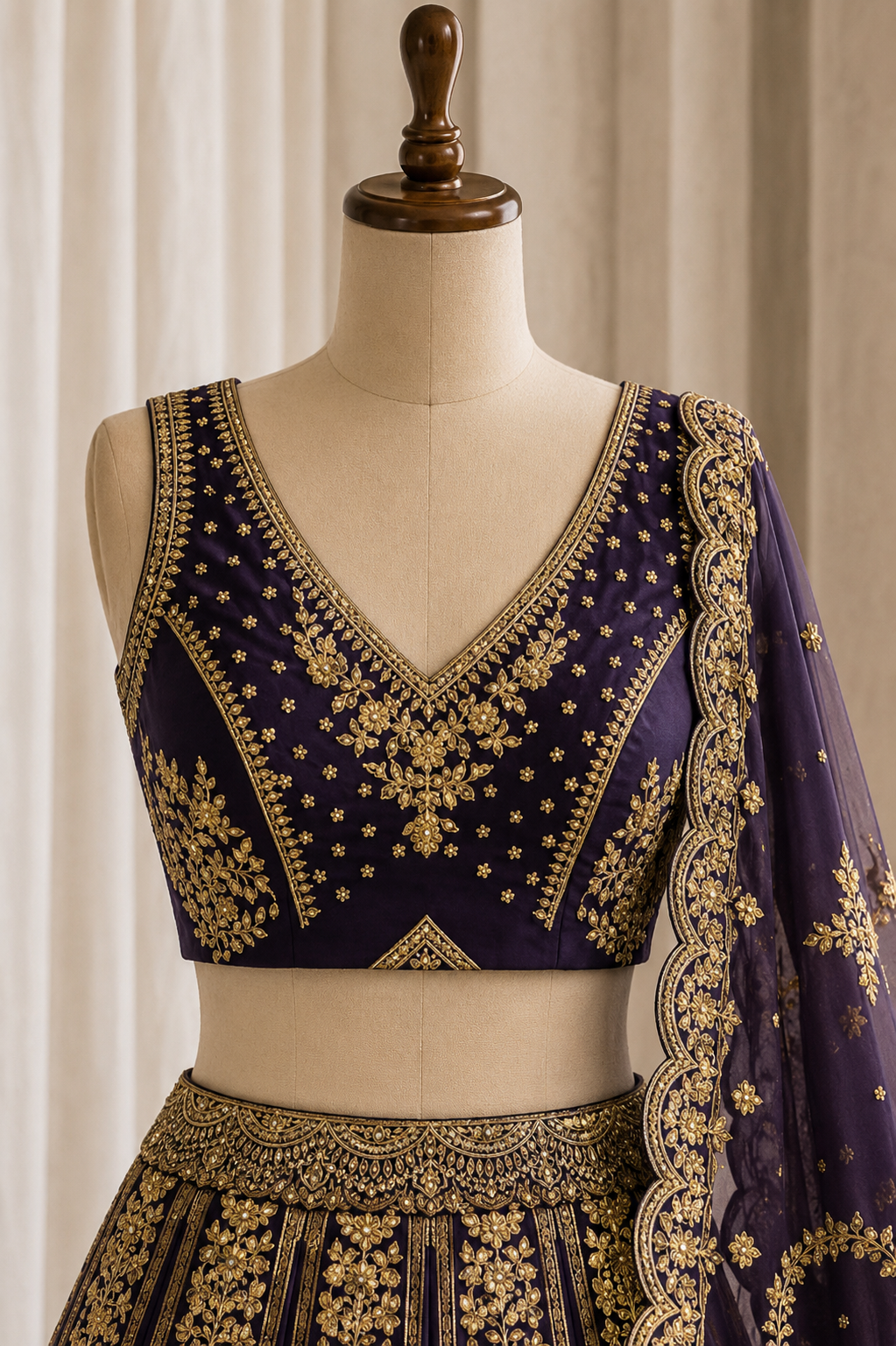 Radiance Purple Color And Banarasi Fabric Zari work with Unstitch Lehenga