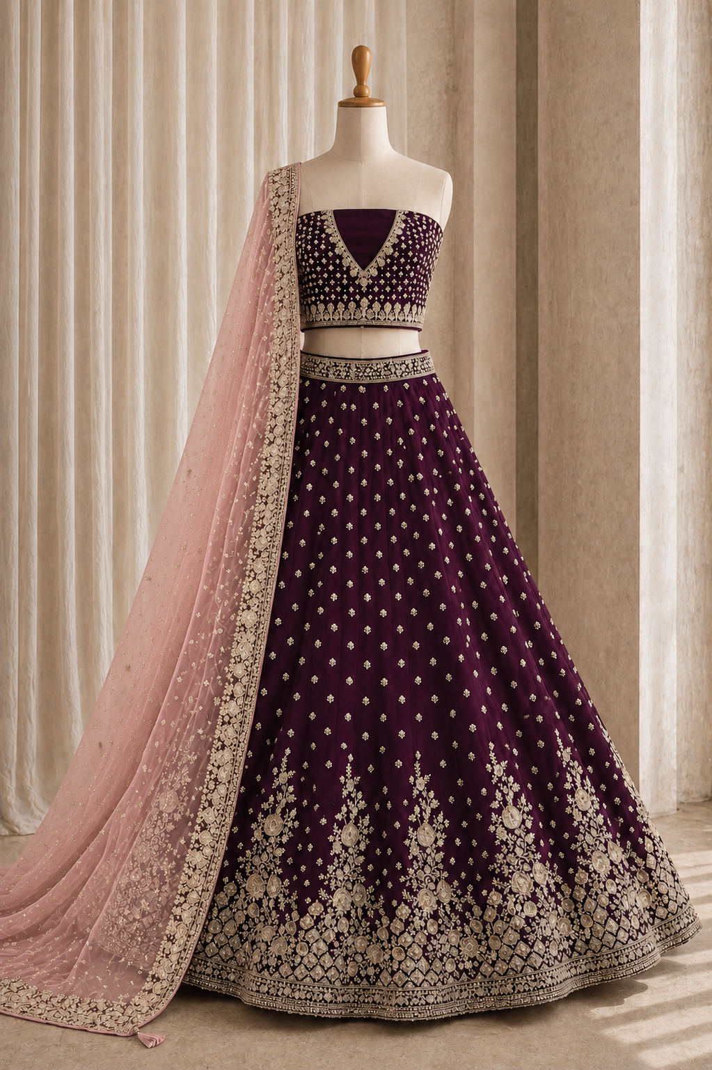 Classical Purple Color And Georgette Fabric Sequins with Unstitch Lehenga
