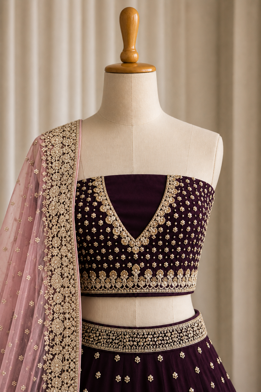 Classical Purple Color And Georgette Fabric Sequins with Unstitch Lehenga