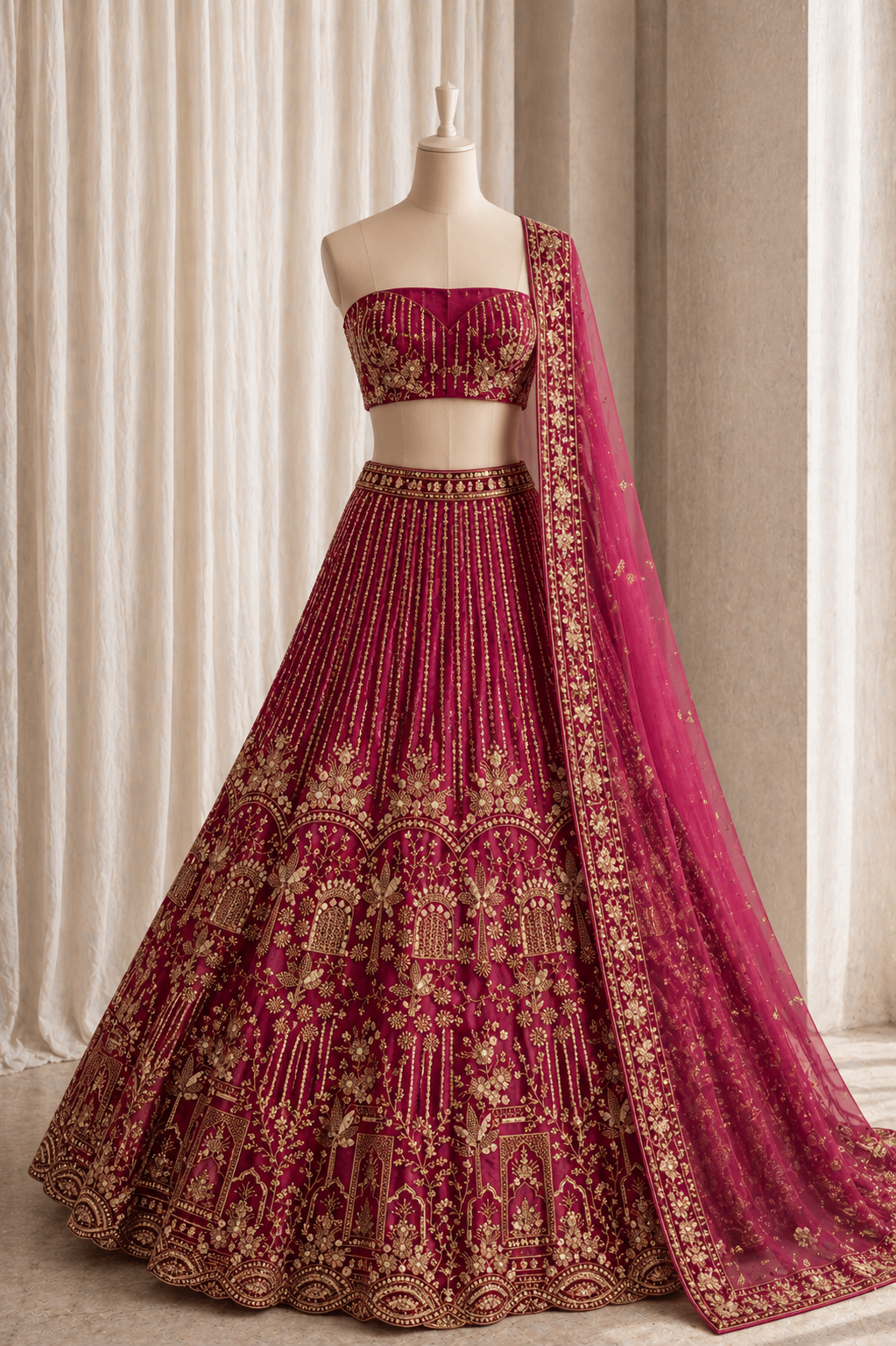 Flawless Cut Dana Work Rani Color And Soft Net Fabric Unstitch Lehenga