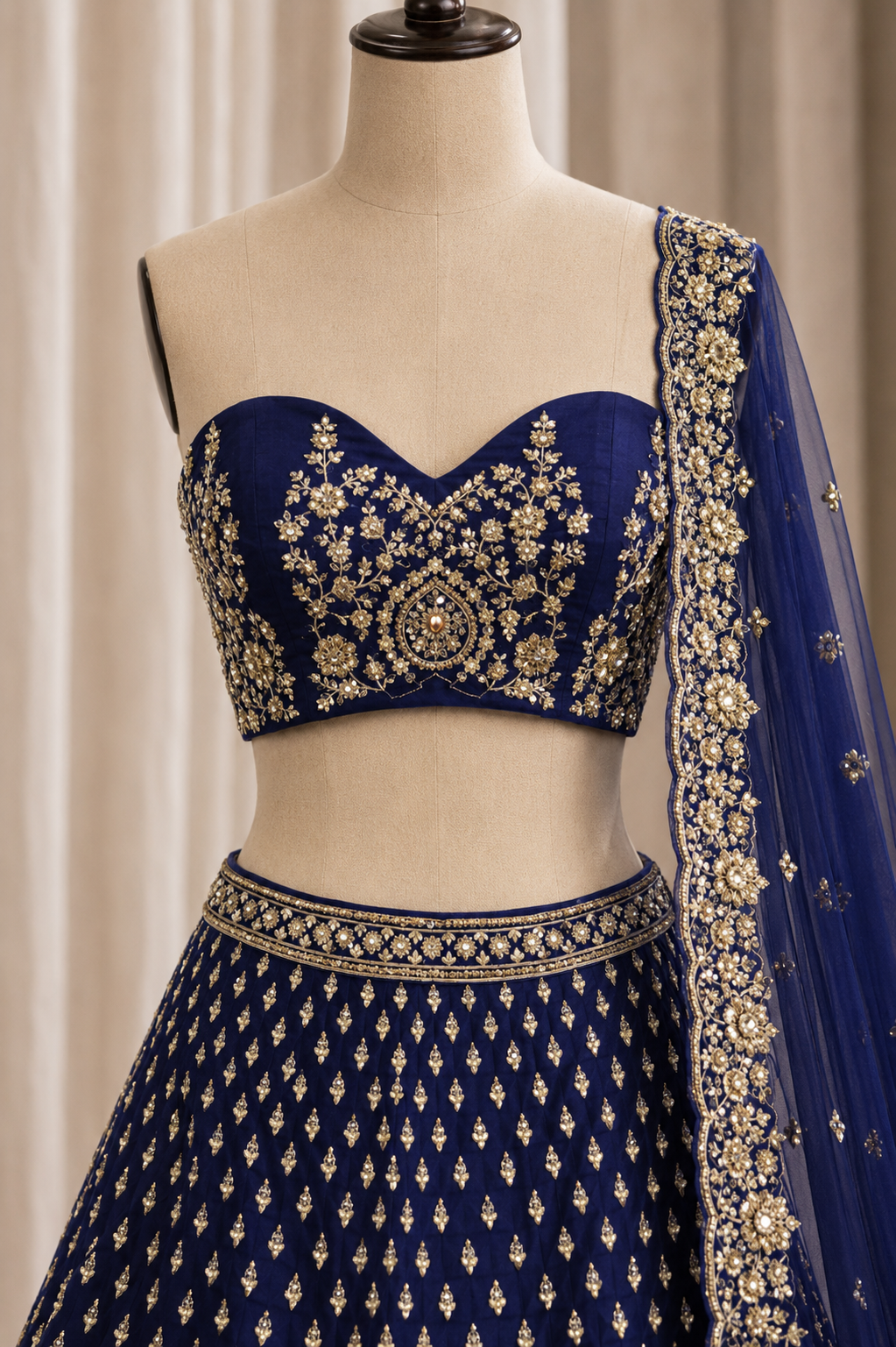 Glorious Zari Work Royal Blue Color And Soft Net Fabric Unstitch Lehenga