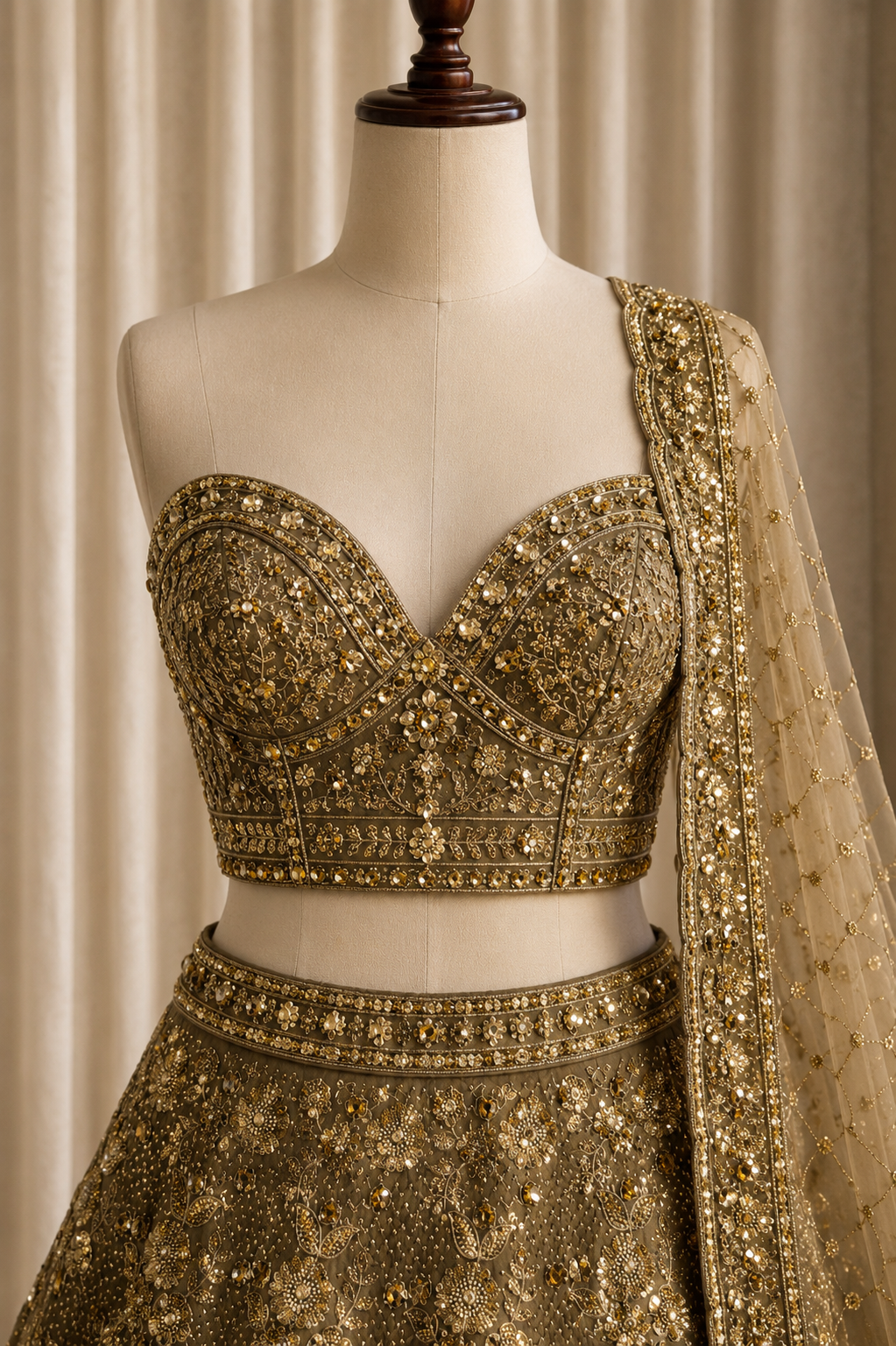 Wonderful Thread Work Copper Color And Soft Net Fabric Unstitch Lehenga