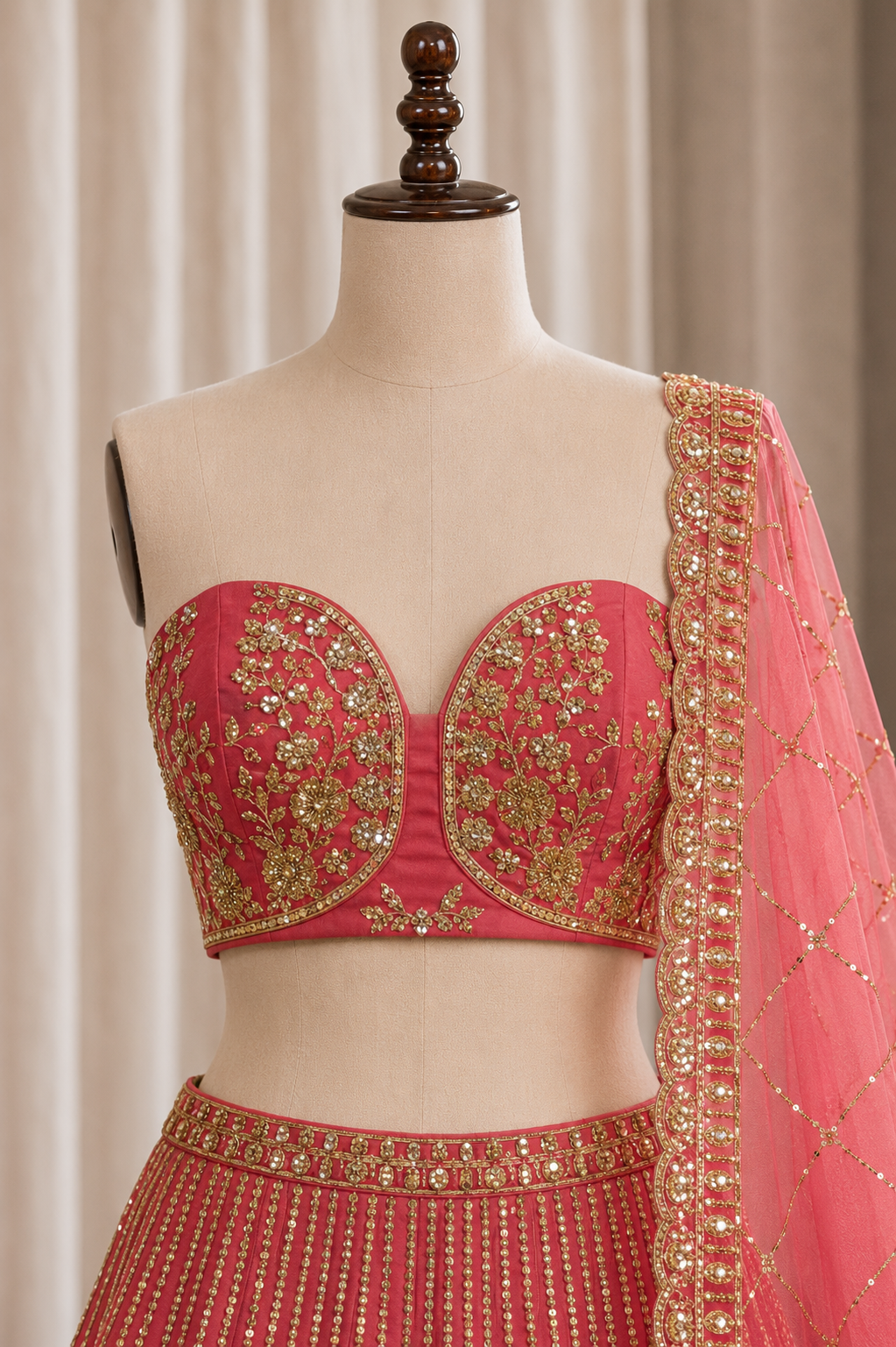 Incredible Sequins Work Pink Color And Soft Net Fabric Unstitch Lehenga