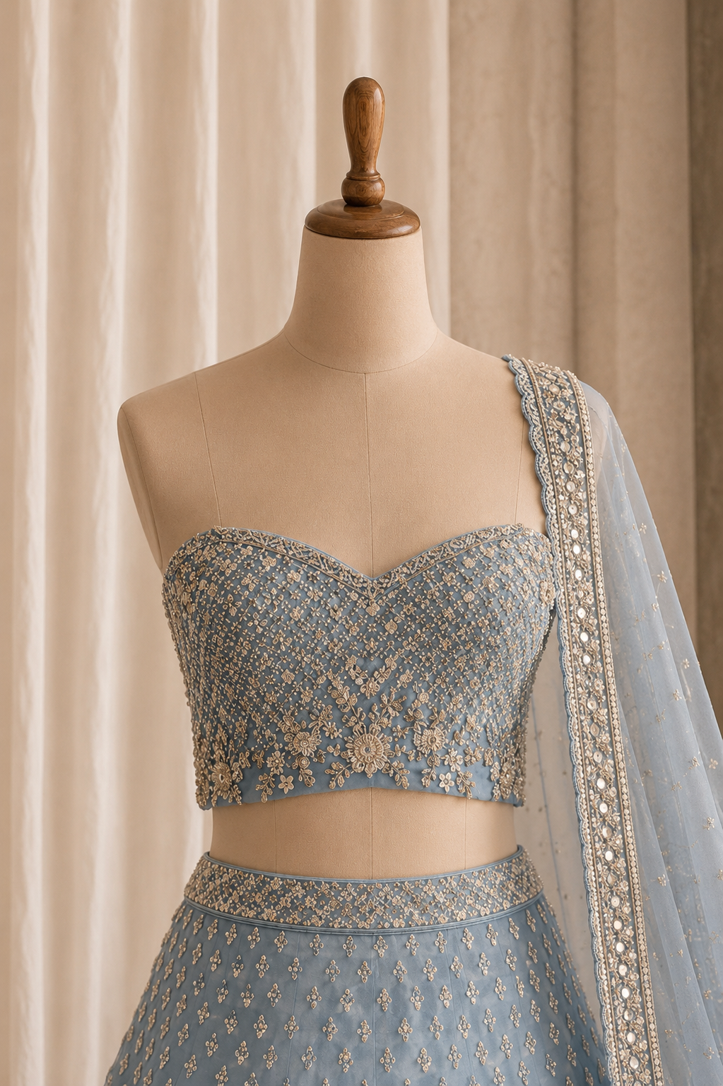 Regal Sequins Work Grey Blue Color And Georgette Fabric Unstitch Lehenga
