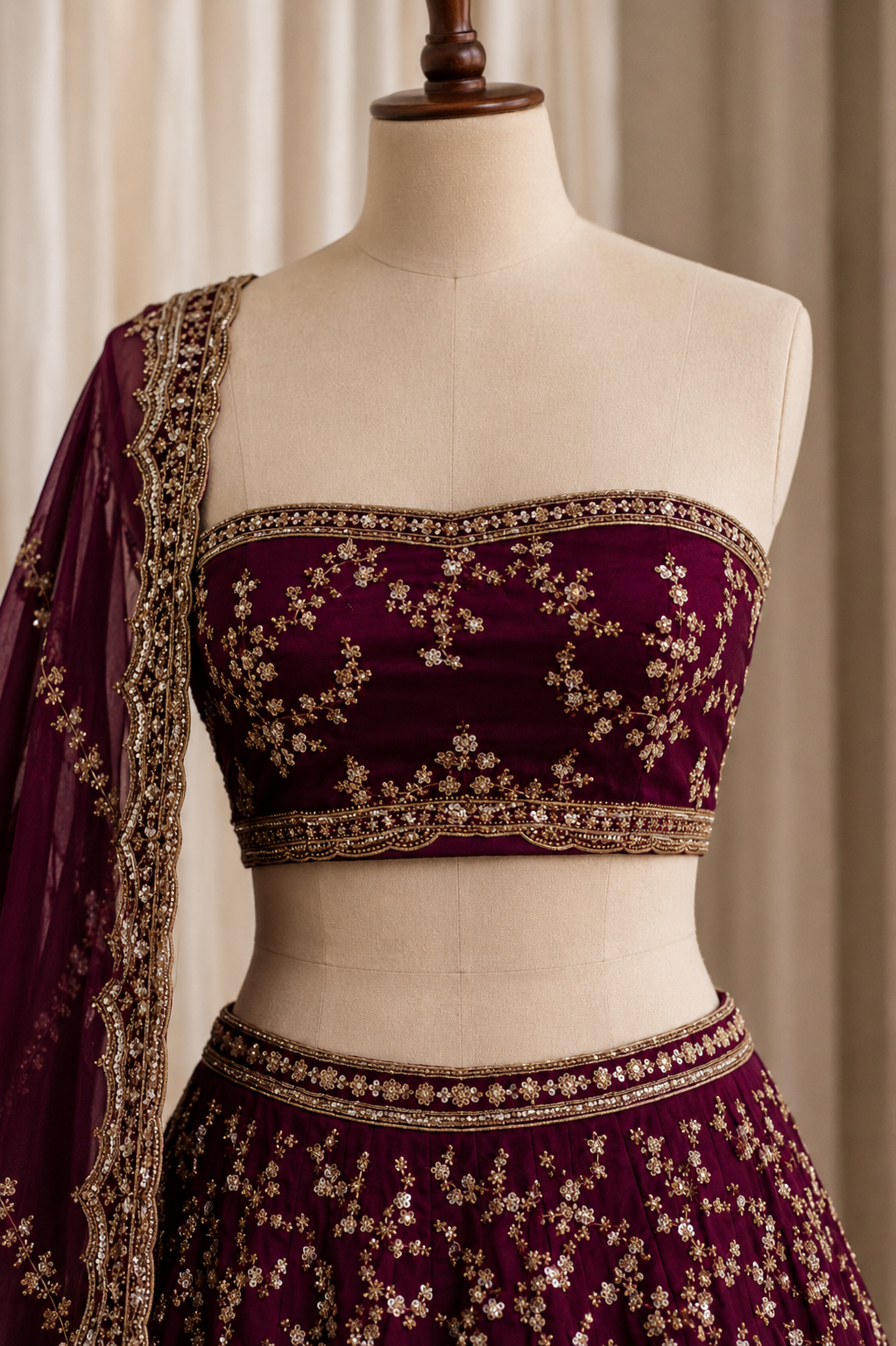 Grand Jimmy Choo & Wine Color Sequins Work Lehenga Choli