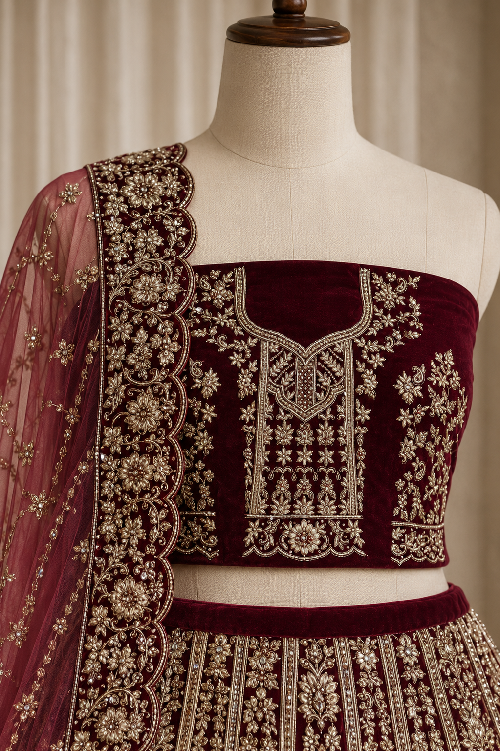 Classic Velvet & Maroon Color Zardozi Work Lehenga Choli