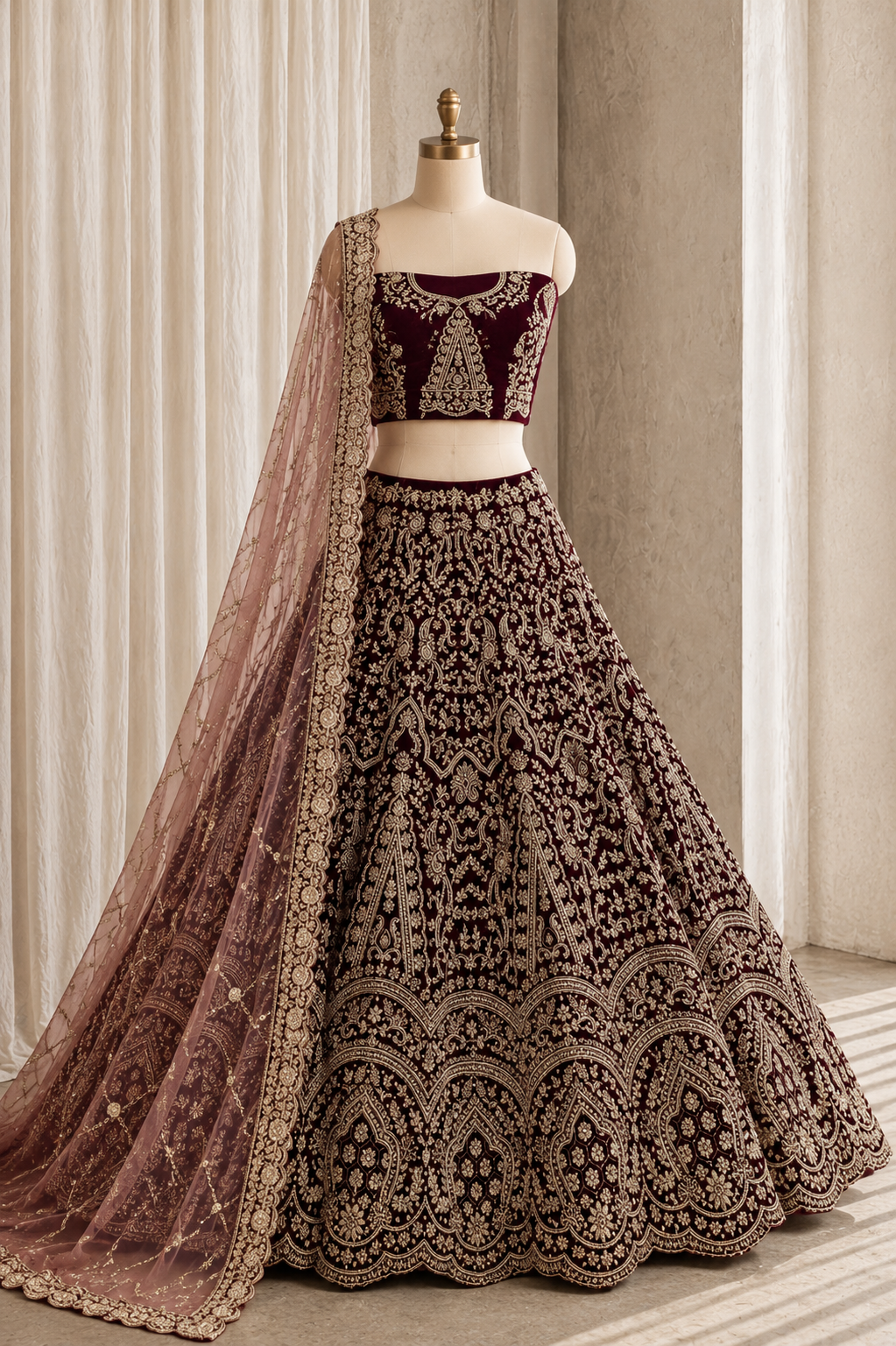 Prime Velvet & Maroon Color Zardozi Work Lehenga Choli