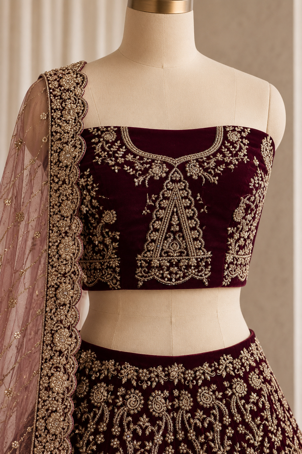 Prime Velvet & Maroon Color Zardozi Work Lehenga Choli