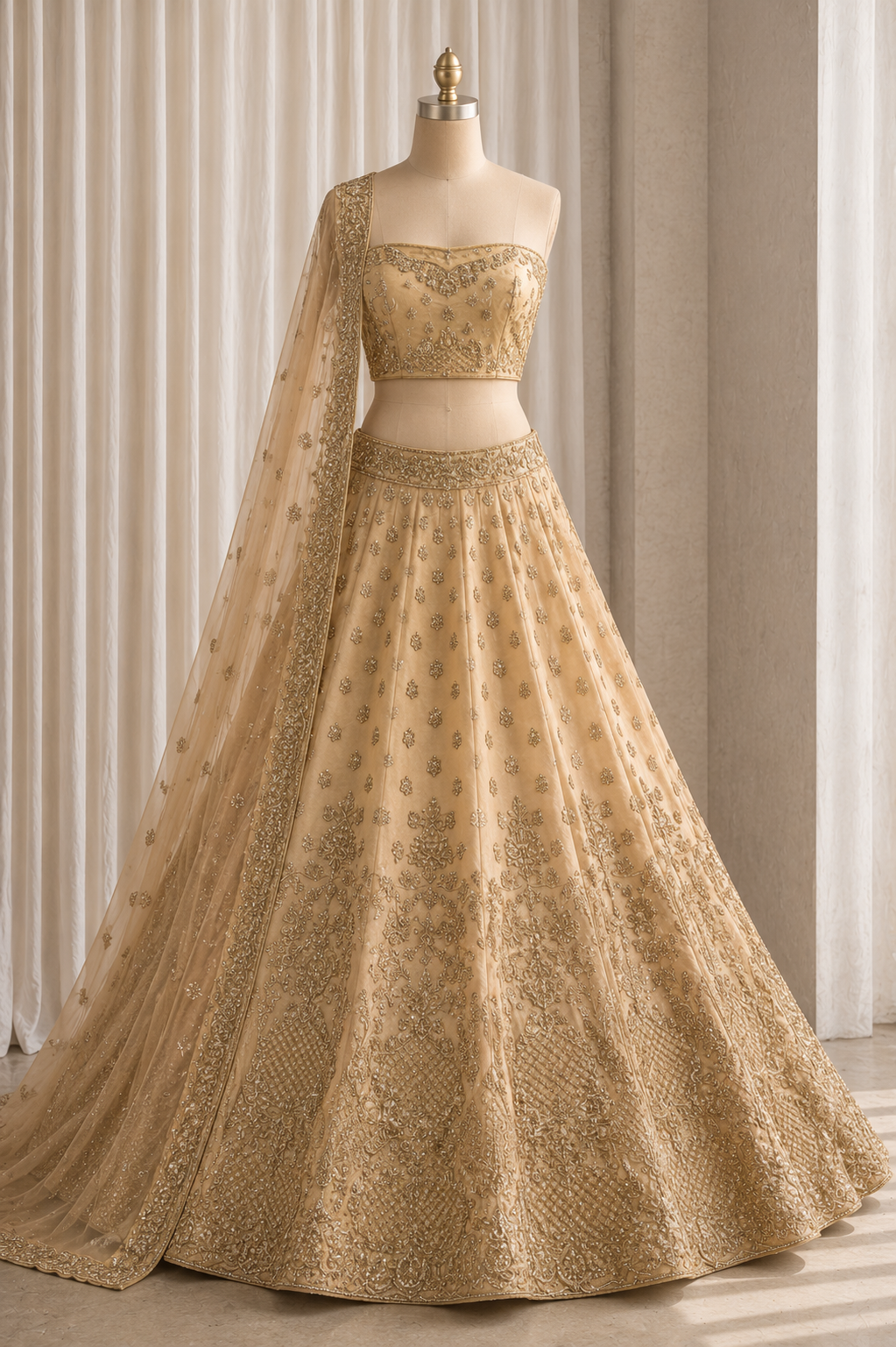 Marvelous Tissue & Beige Color Zardozi Work Lehenga Choli