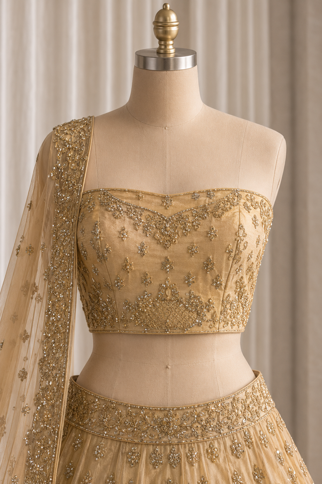 Marvelous Tissue & Beige Color Zardozi Work Lehenga Choli