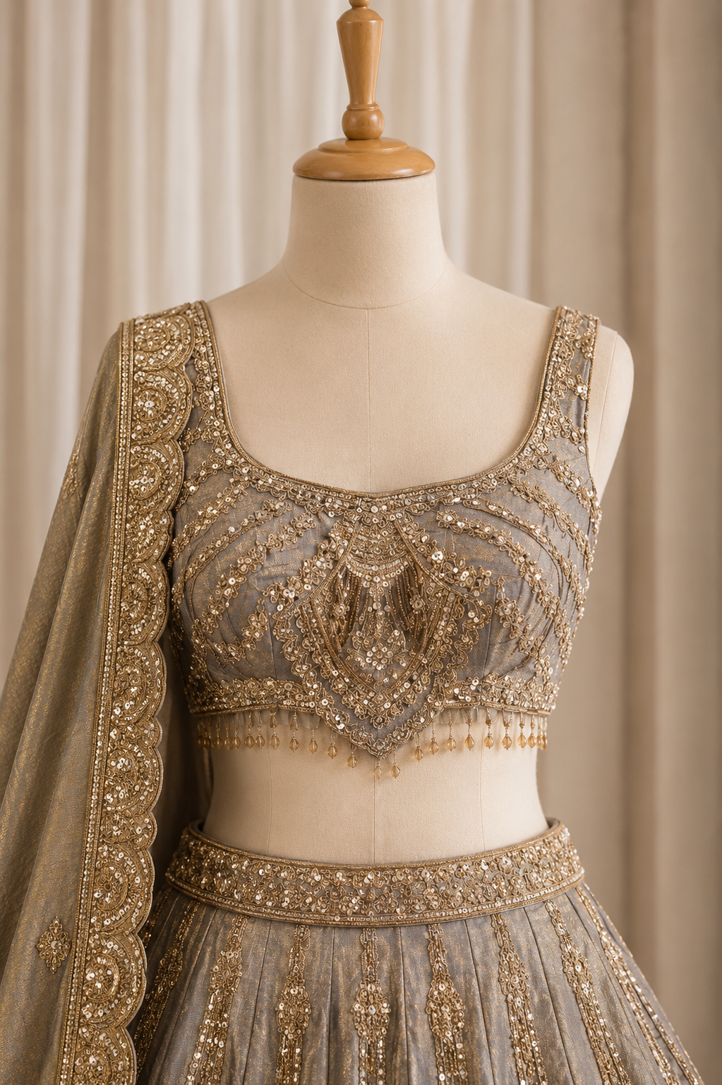 Amazing Shimmer Silk Fabric and Gold Color Kasab Work Lehenga Choli