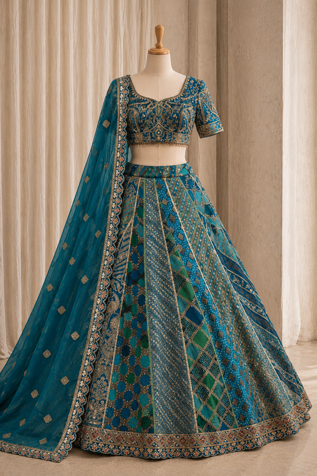 Classical Banarasi Silk Fabric and Rama Blue Color Weaving Work Lehenga Choli