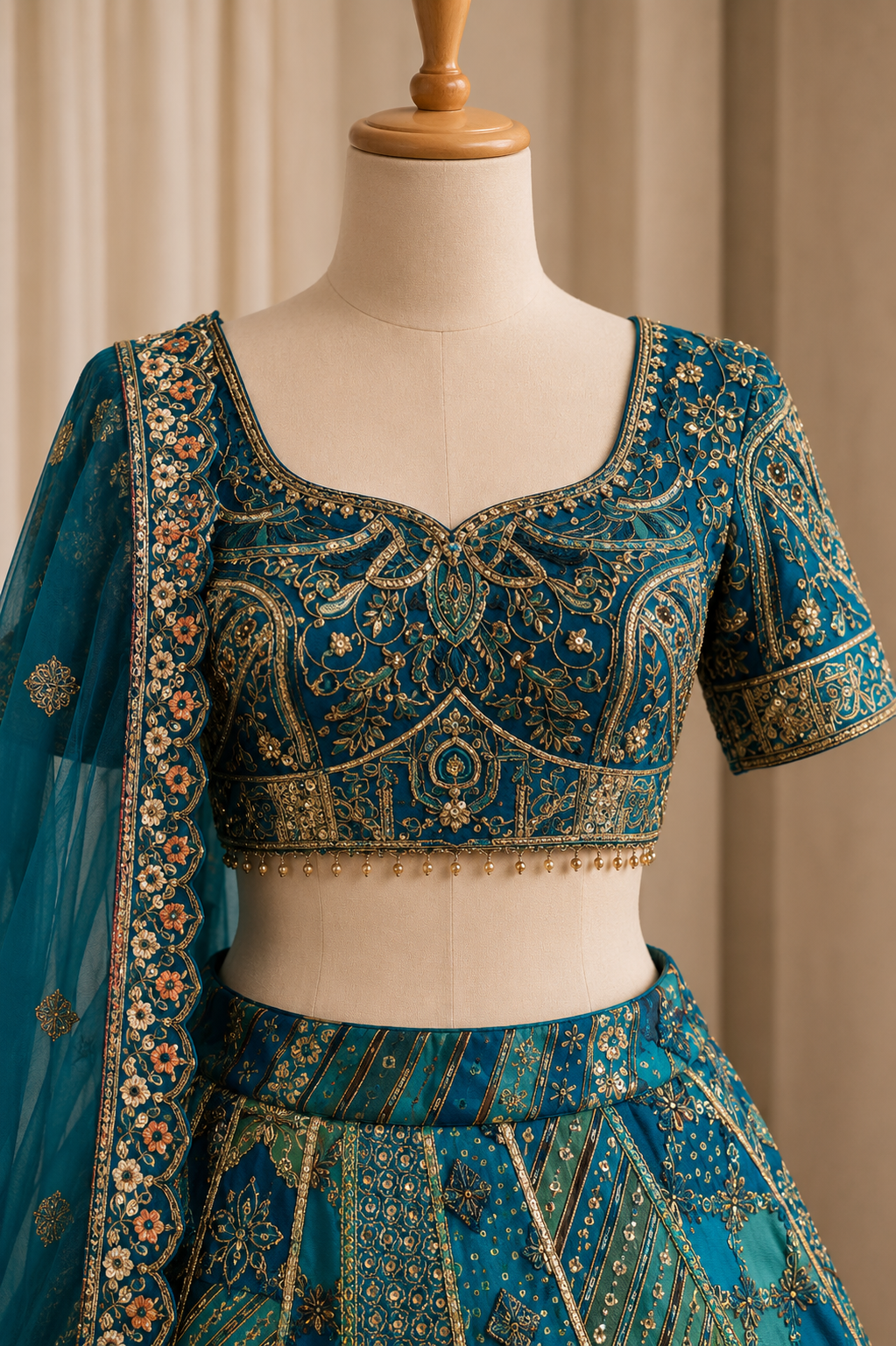 Classical Banarasi Silk Fabric and Rama Blue Color Weaving Work Lehenga Choli