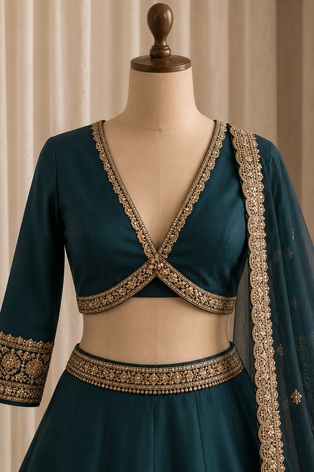 Quality Taffeta Silk Fabric and Rama Green Color Zari Work Lehenga Choli