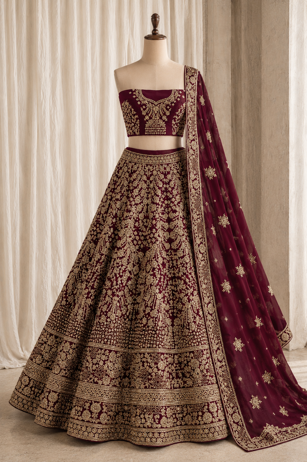 Fabulous Velvet & Maroon Color Zardozi Work Lehenga Choli
