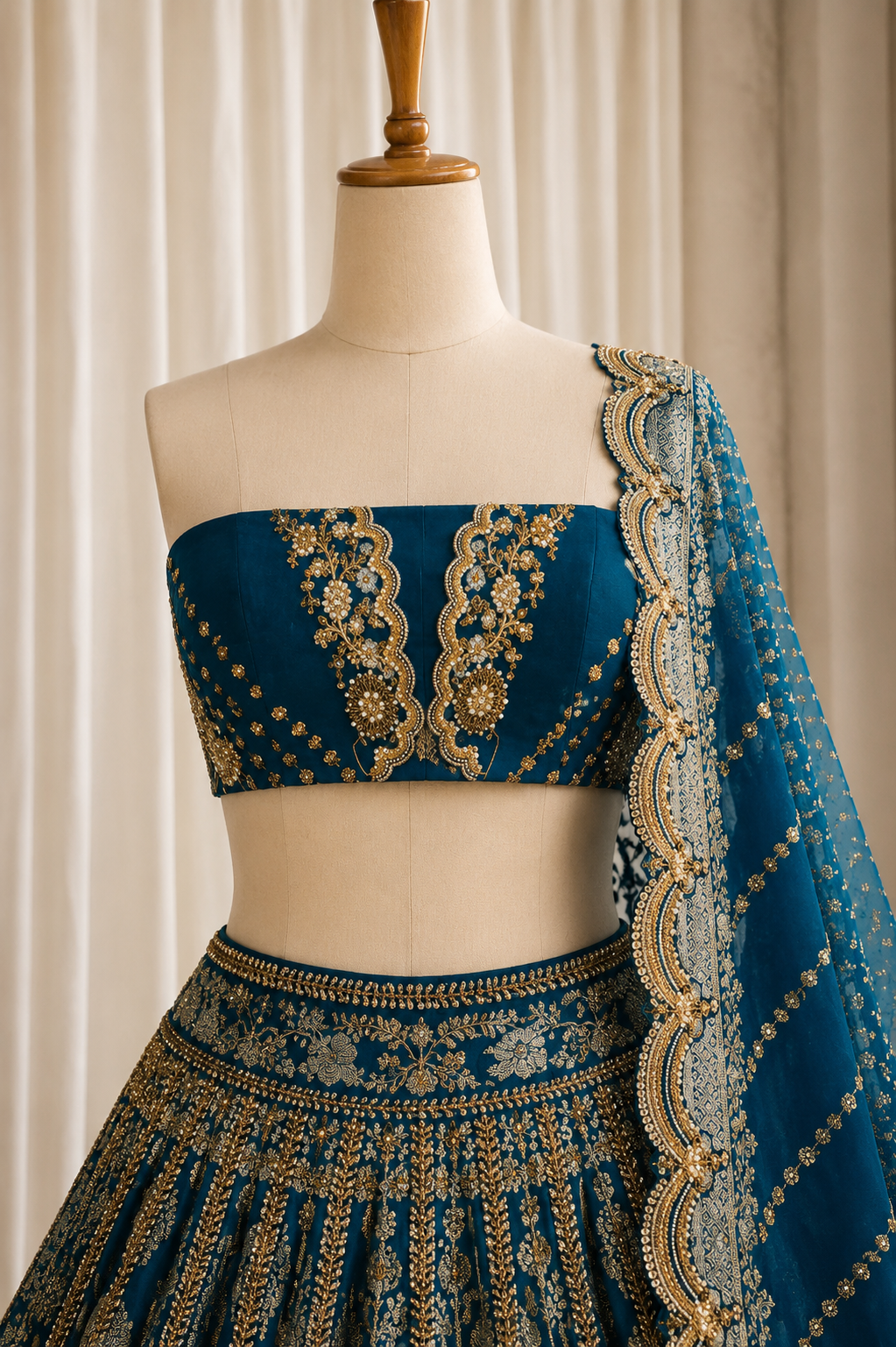 Glamorous Banarasi Silk & Rama Blue Color Zari Work Lehenga Choli