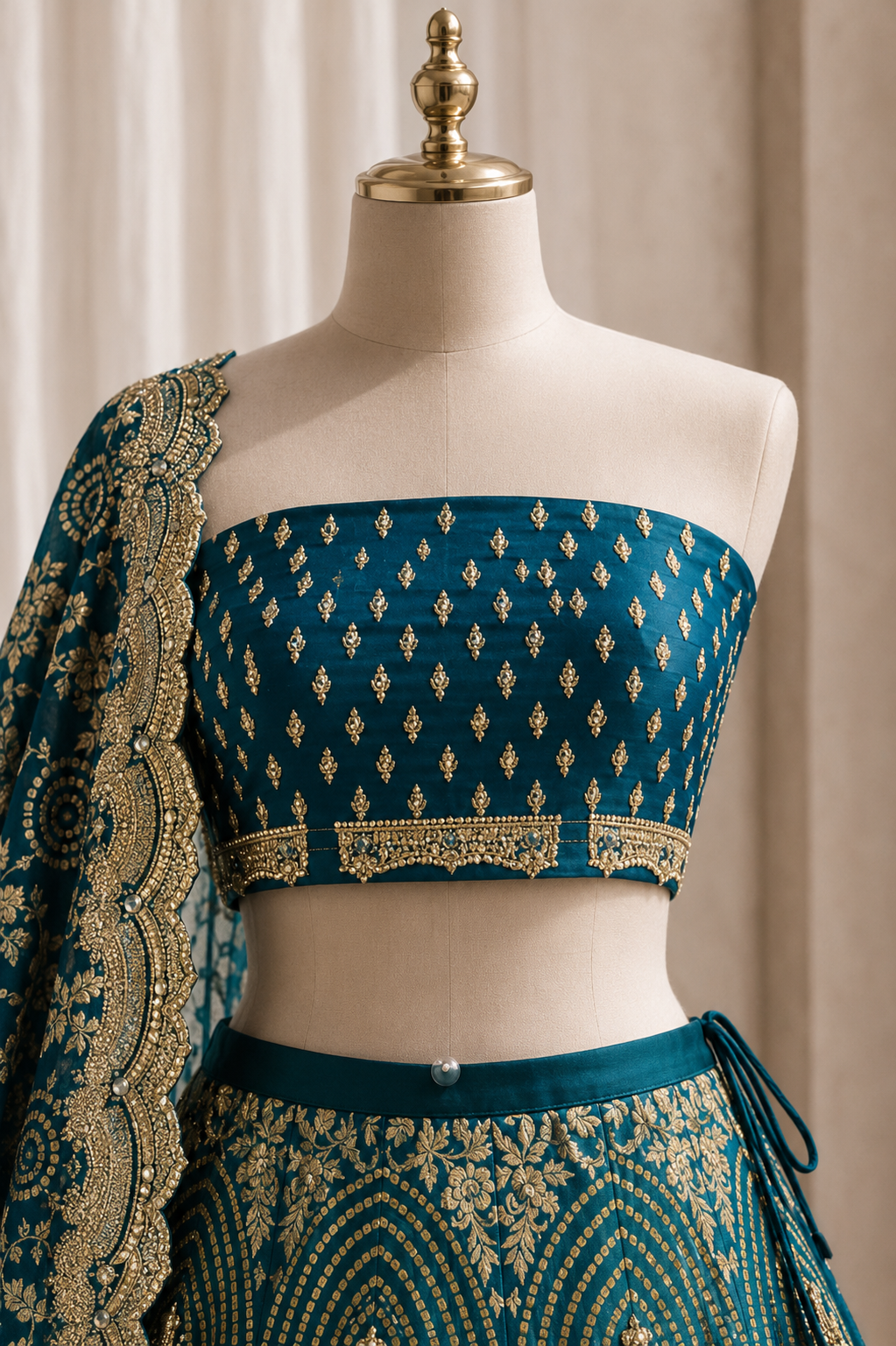 Great Banarasi Silk & Turquois Color Weaving Work Lehenga Choli