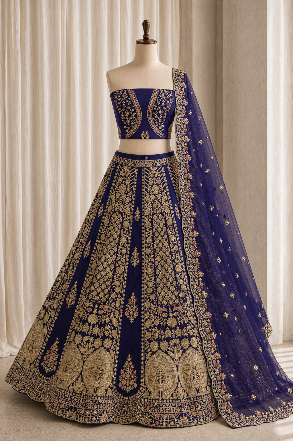 Glorious Banarasi Silk & Navy Color Weaving Work Lehenga Choli