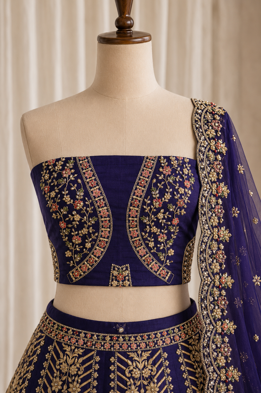 Glorious Banarasi Silk & Navy Color Weaving Work Lehenga Choli
