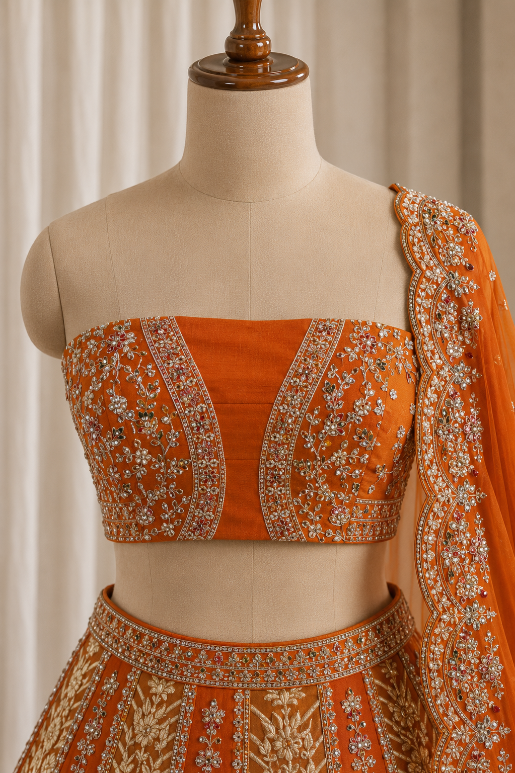 Delightful Banarasi Silk & Orange Color Weaving Work Lehenga Choli