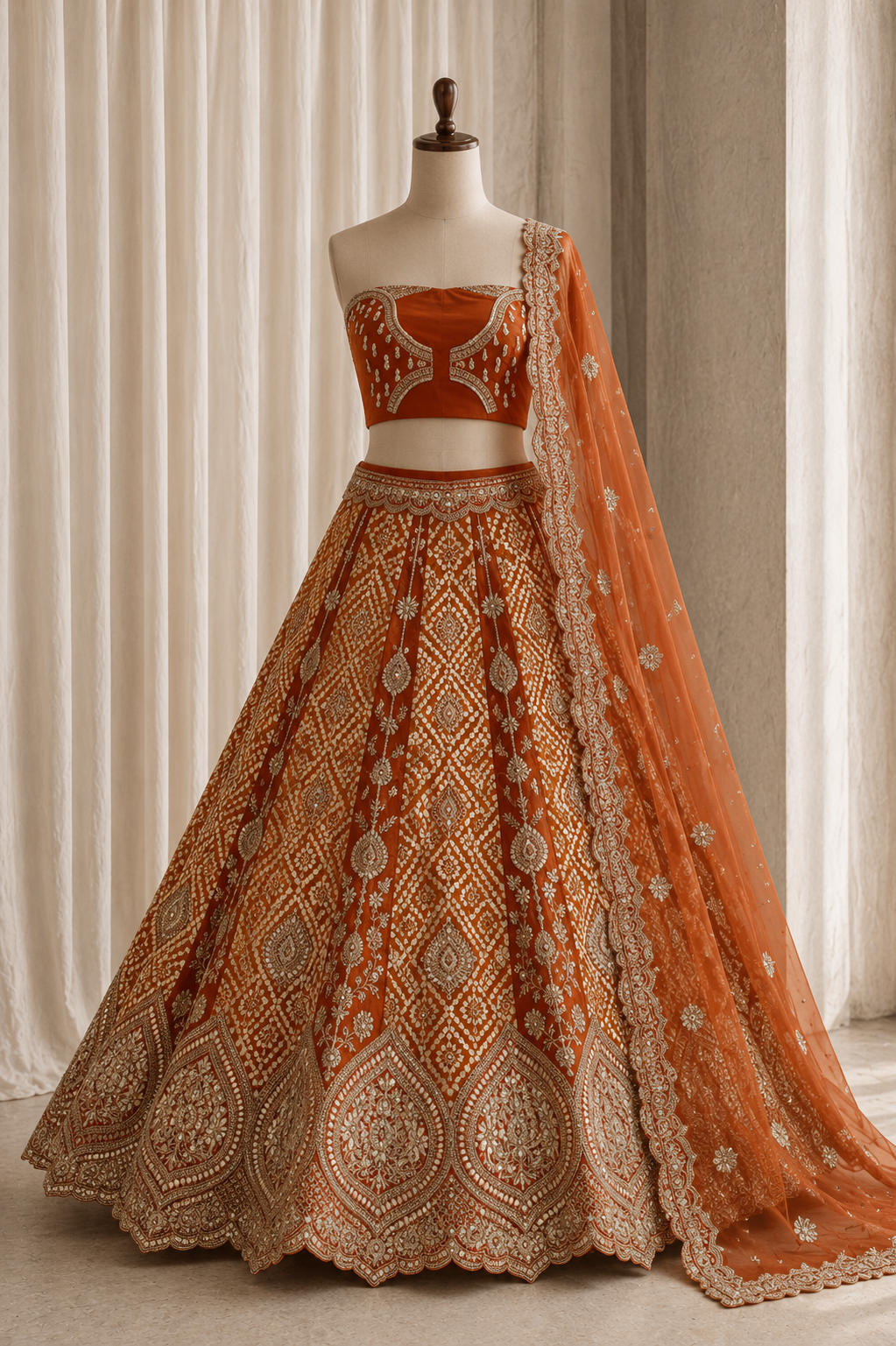Pretty Banarasi Silk & Orange Color Weaving Work Lehenga Choli