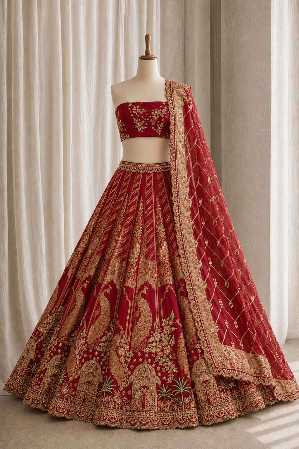 Magnificent Banarasi Silk & Rani Color Weaving Work Lehenga Choli