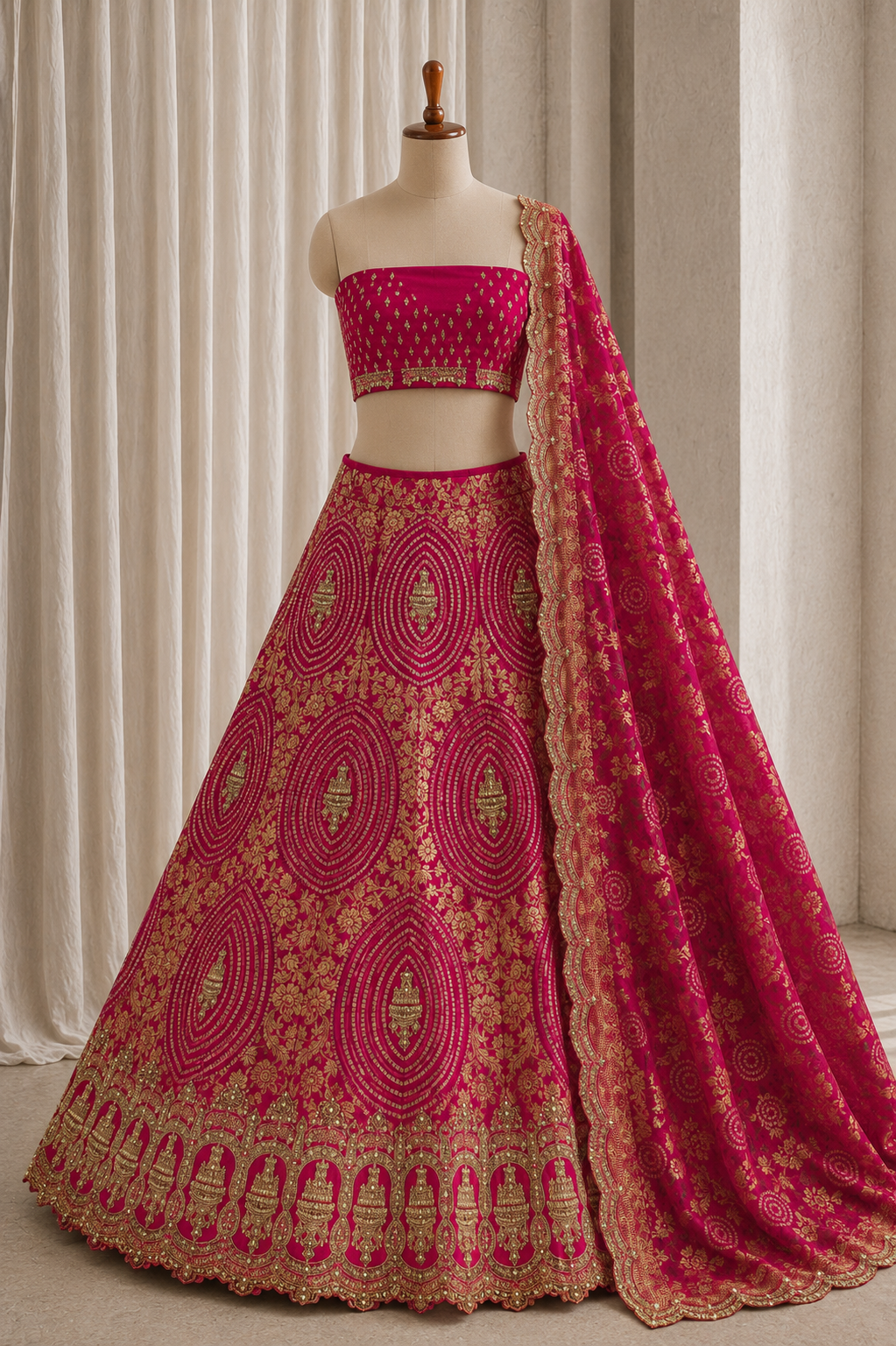 Fantastic Banarasi Silk & Rani Color Weaving Work Lehenga Choli