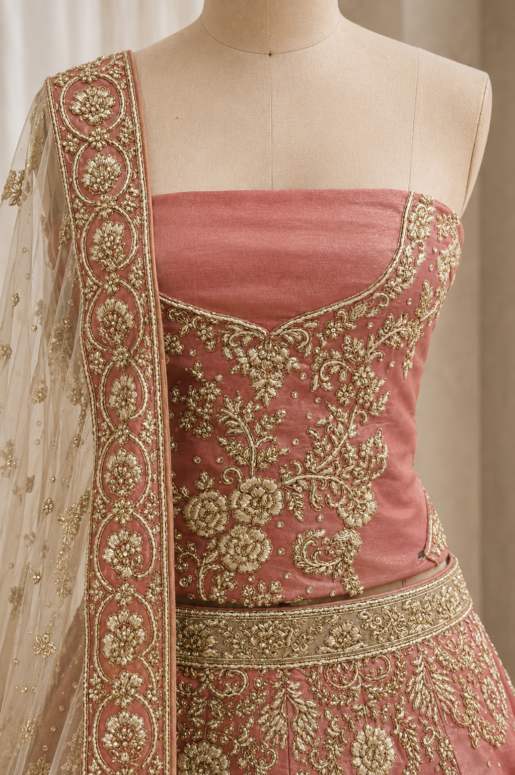 Excellent Tissue Silk & Pink Color Zardozi Work Lehenga Choli