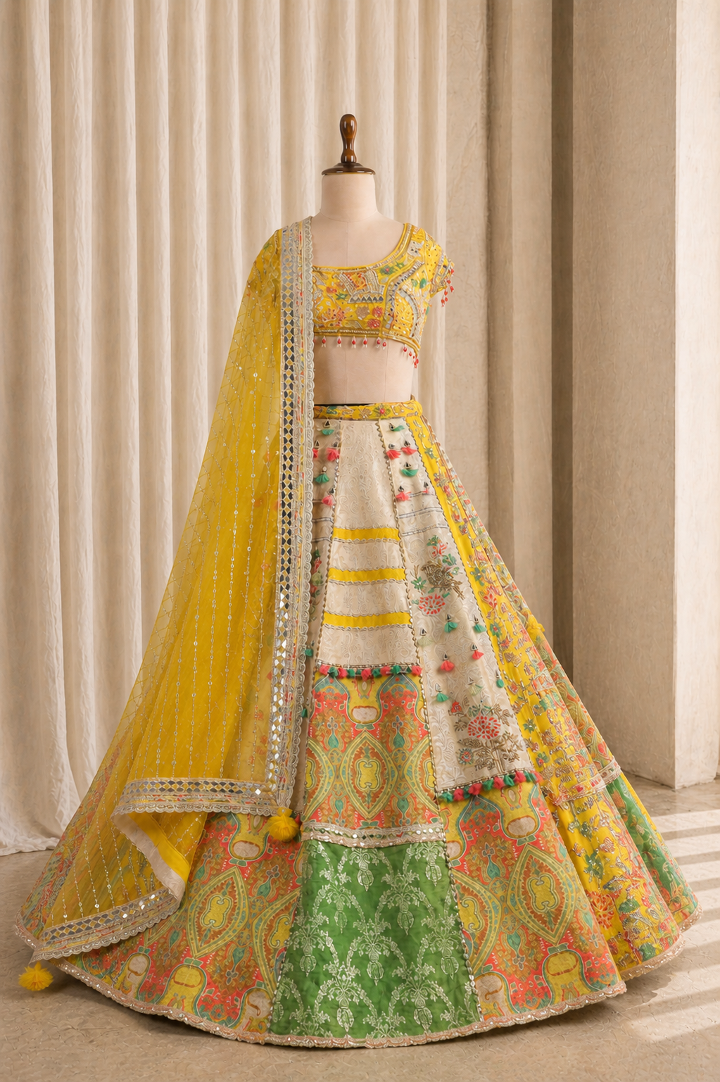 Amazing Designer Lehenga Choli with Weaving print and embellished hand work