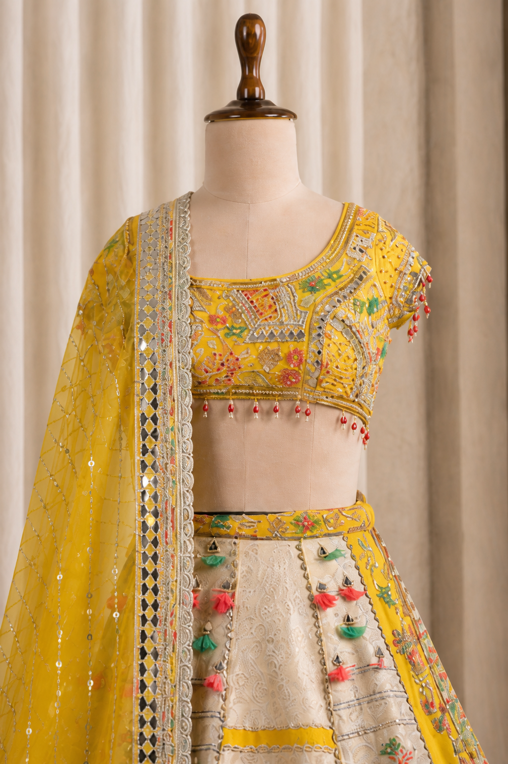 Amazing Designer Lehenga Choli with Weaving print and embellished hand work