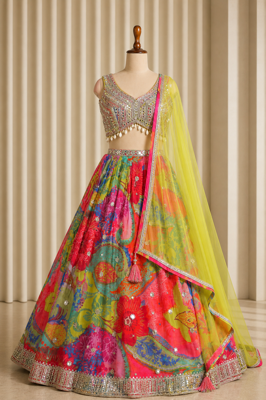 Scintillating Multi Color Printed designer lehenga Choli