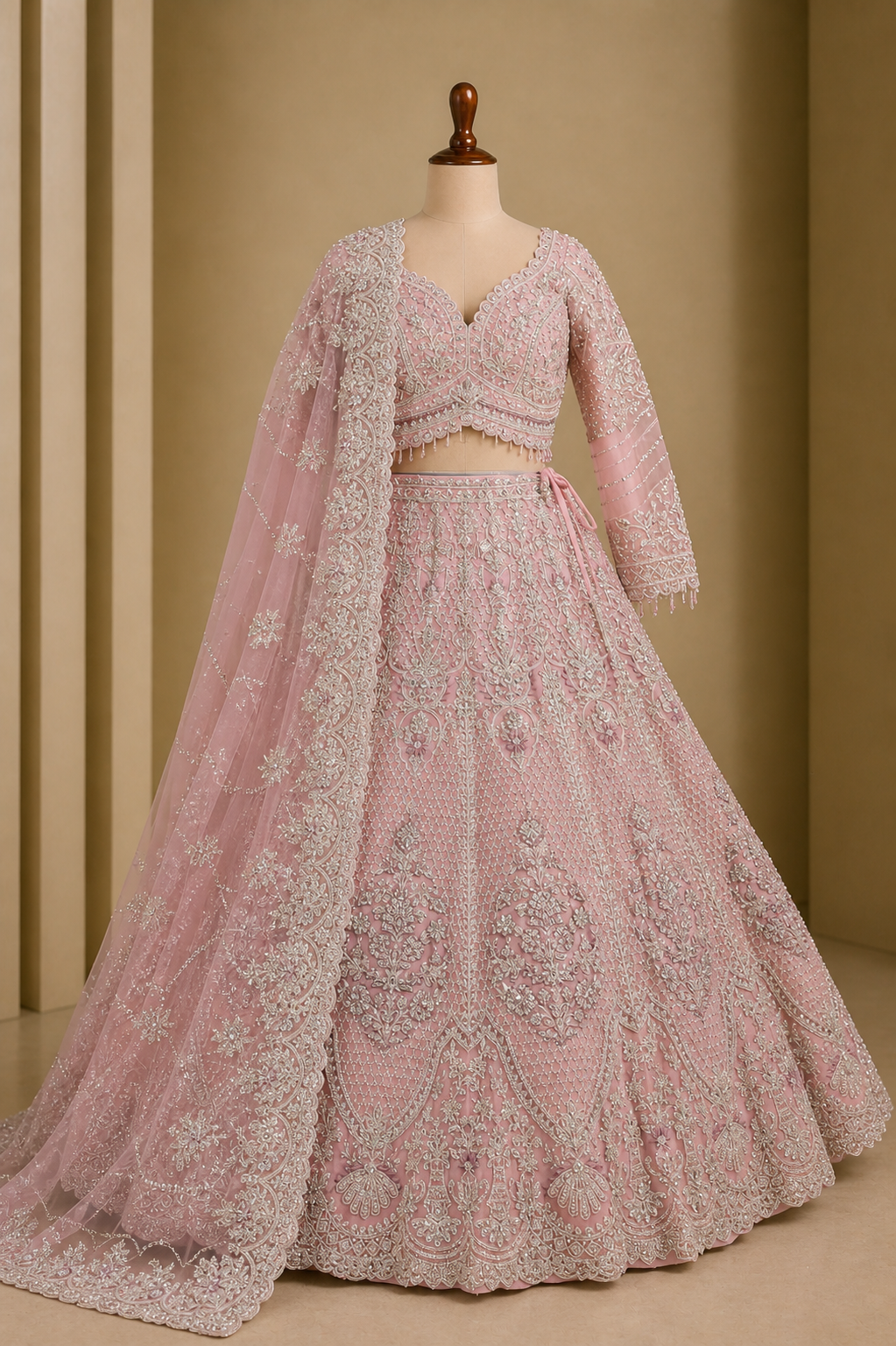 Beautiful Pink Lehenga Choli With Complete filled Work