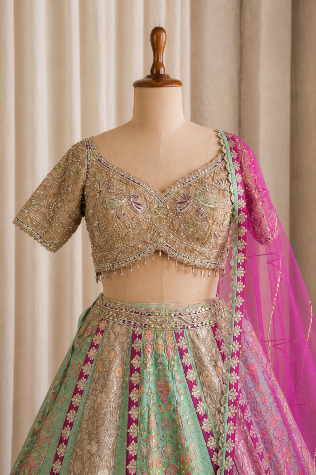 Traditional Multi-Colored Lehenga choli with Weaving And Designer Work